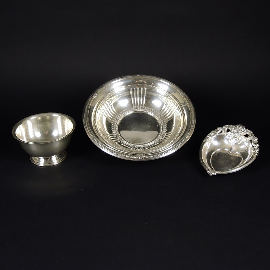 Sterling Silver Bowls Featuring Wallace "Grande Baroque" Heart Bonbon and Gorham