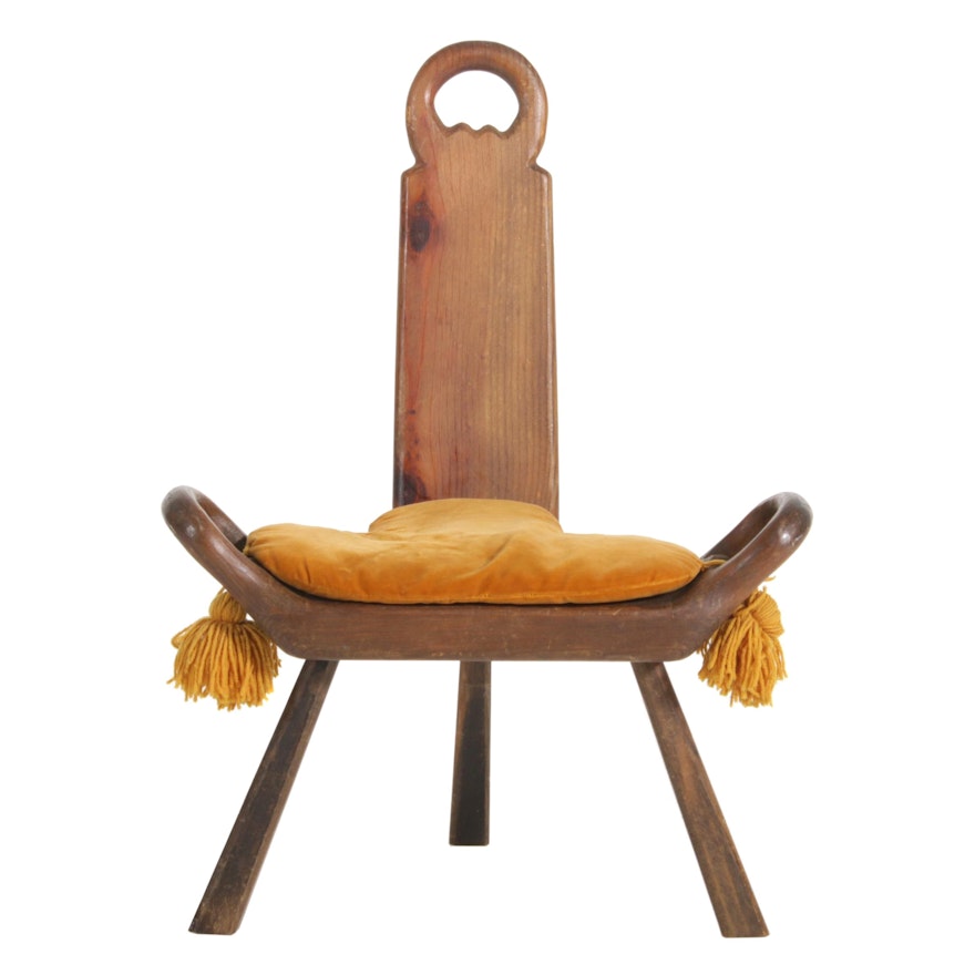 Don S. Shoemaker for Señal "Conversation Pieces" Pine Three-Legged Chair