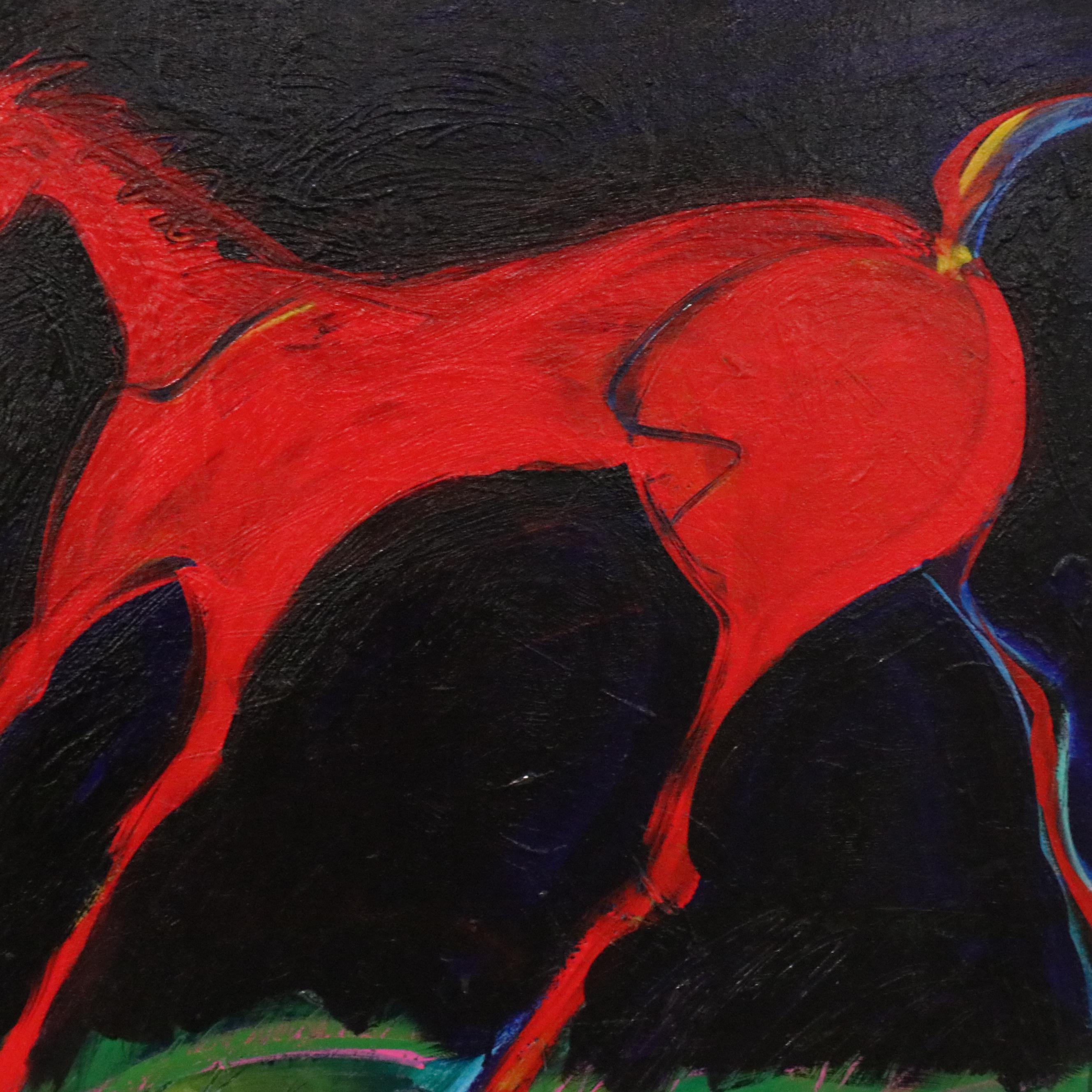 Patti Cramer Abstract Acrylic Painting of Horse "Hot to Trot!"