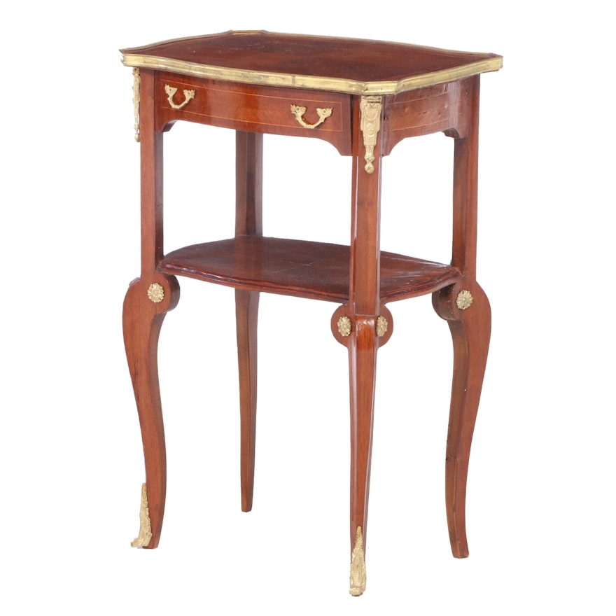 Louis XV Style Gilt Metal-Mounted Parquetry Tiered Side Table