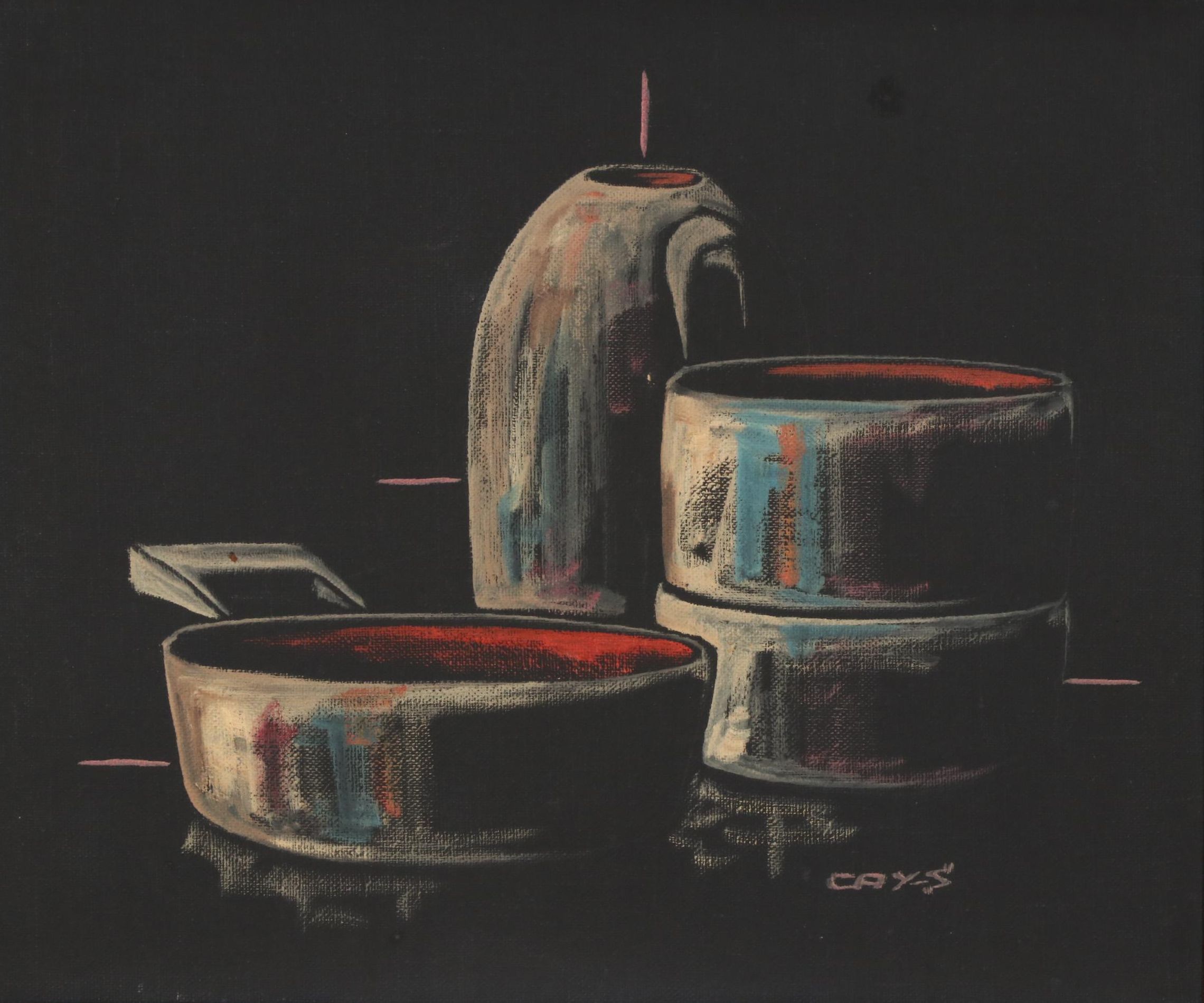 Cay-Skot Oil Painting of Still Life Composition, Mid to Late 20th Century