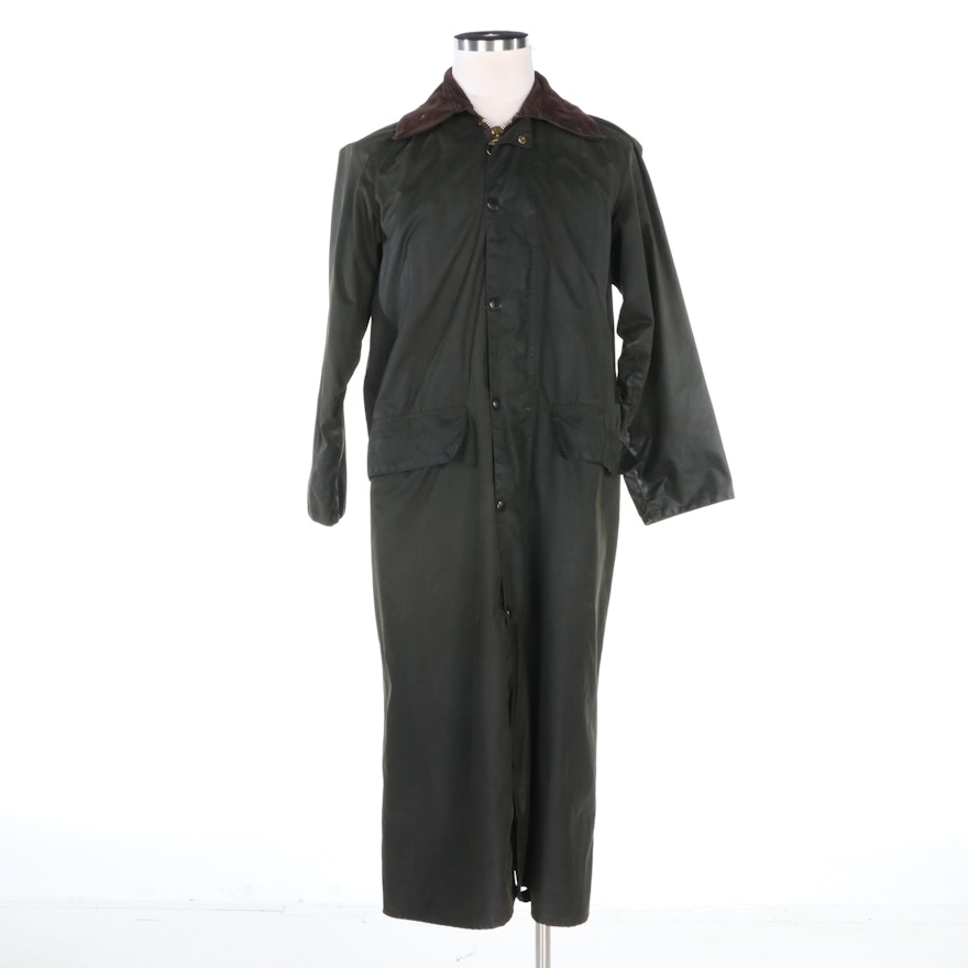 Barbour Burghley Green Waxed Cotton Trench Coat