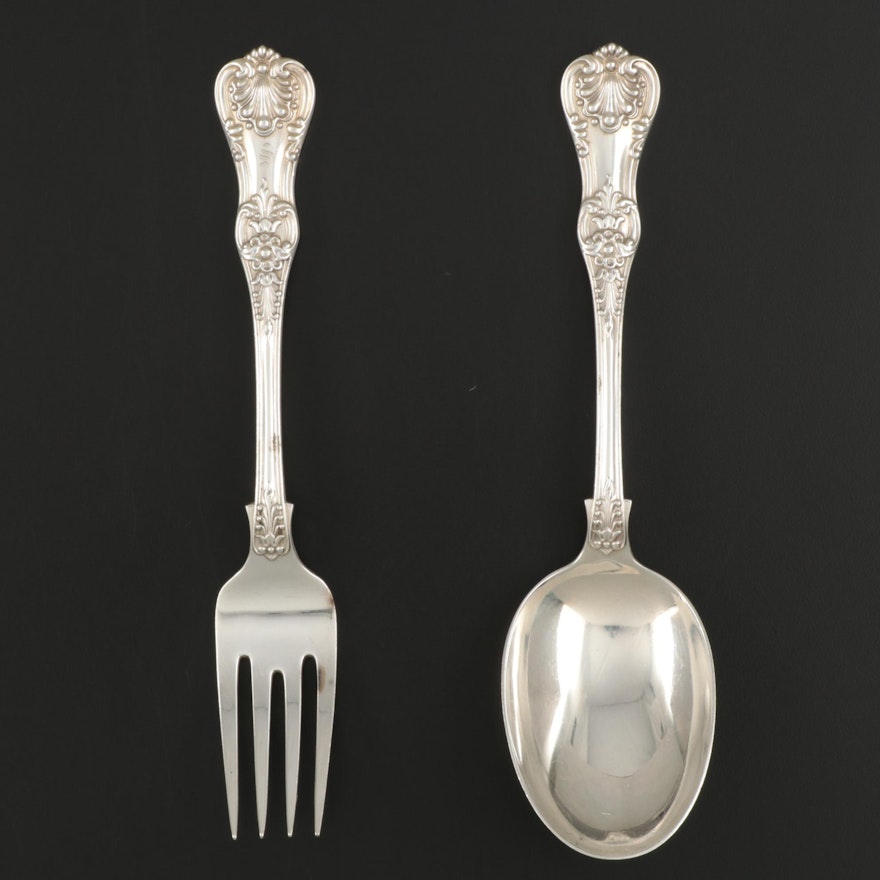 Tiffany & Co. "English King" Sterling Silver Serving Fork and Spoon, 1885–1891