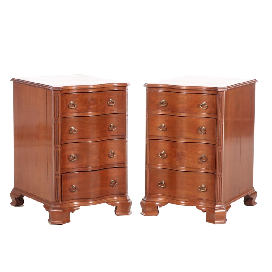 Pair of Solid Maple Four Drawer Nightstands, Late 20th Century