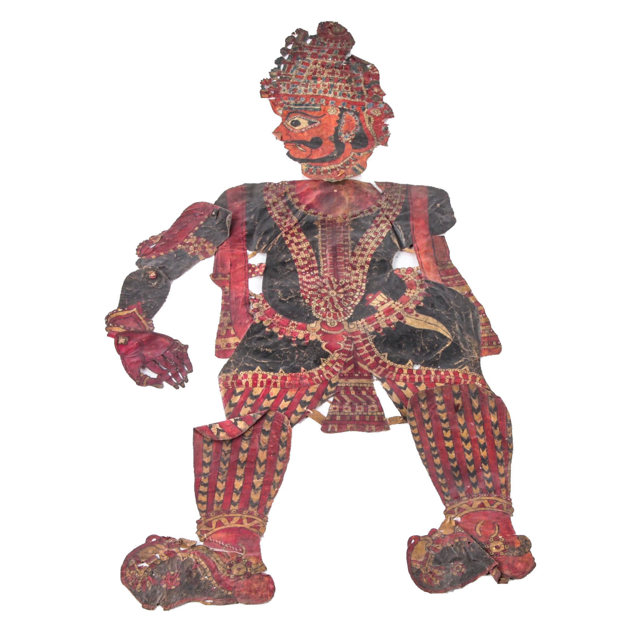 Life-Size Indonesian Wayang Kulit Shadow Puppet of Male Figure