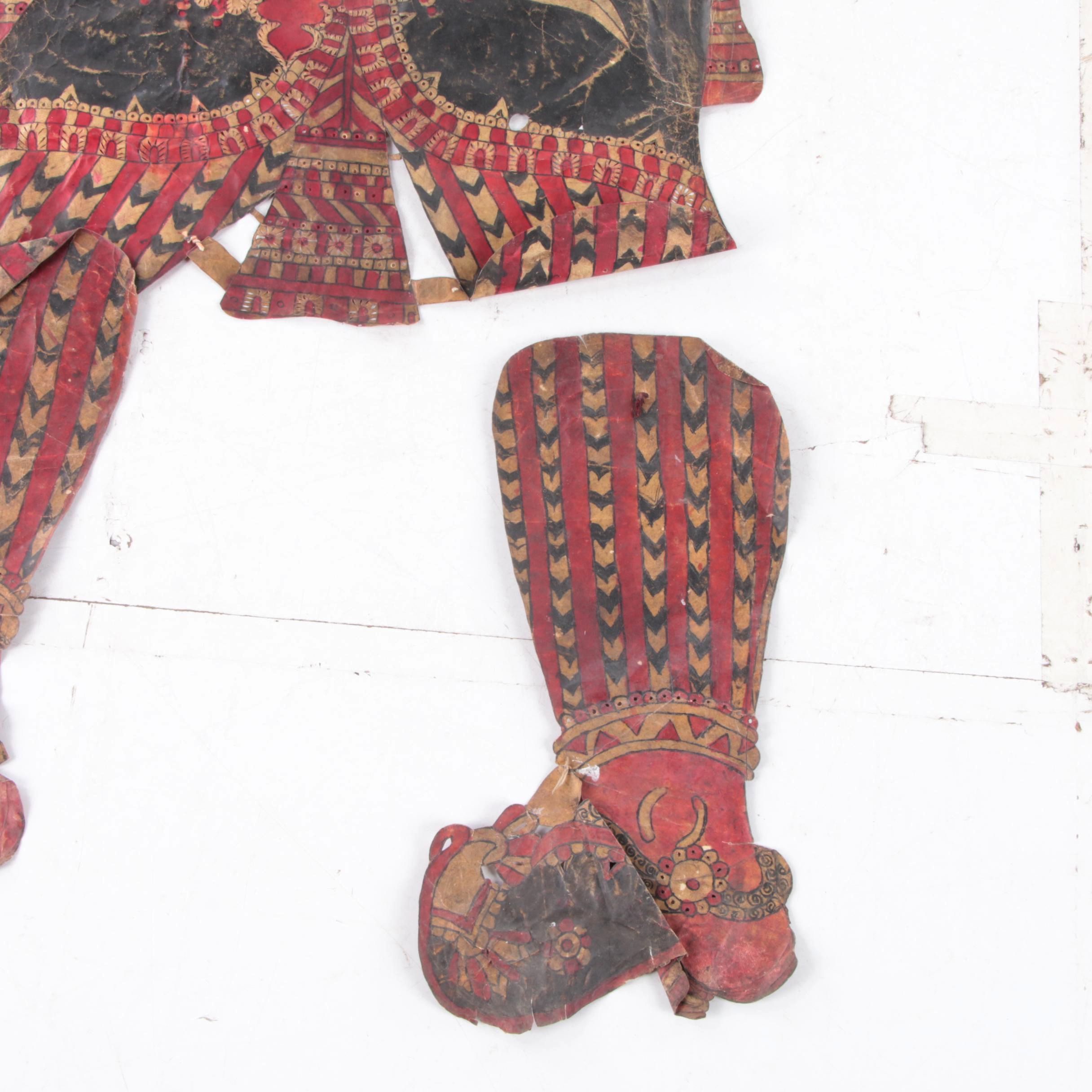Life-Size Indonesian Wayang Kulit Shadow Puppet of Male Figure
