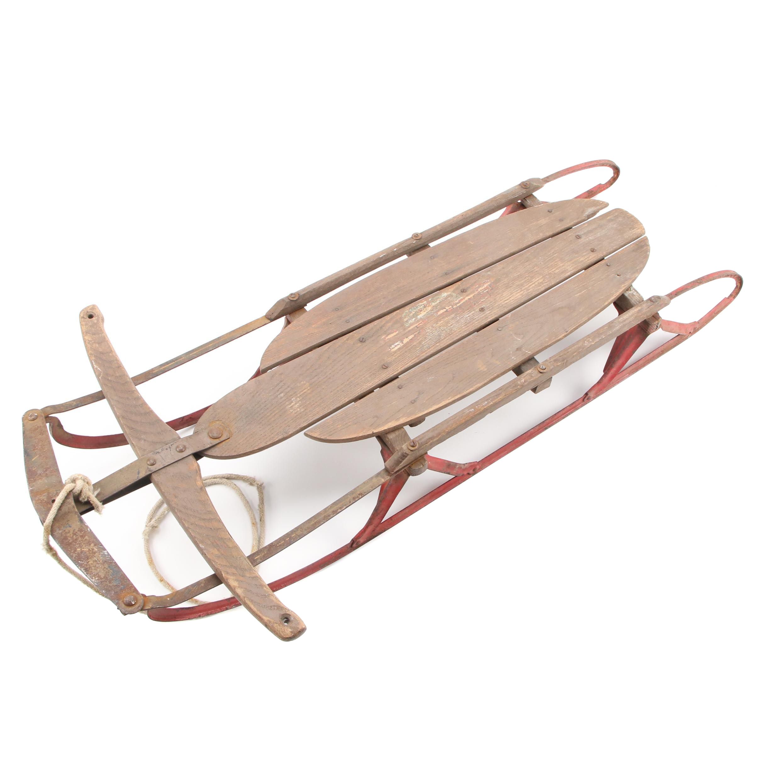 "Flexible Flyer" Wood and Metal Sled, Mid-20th Century