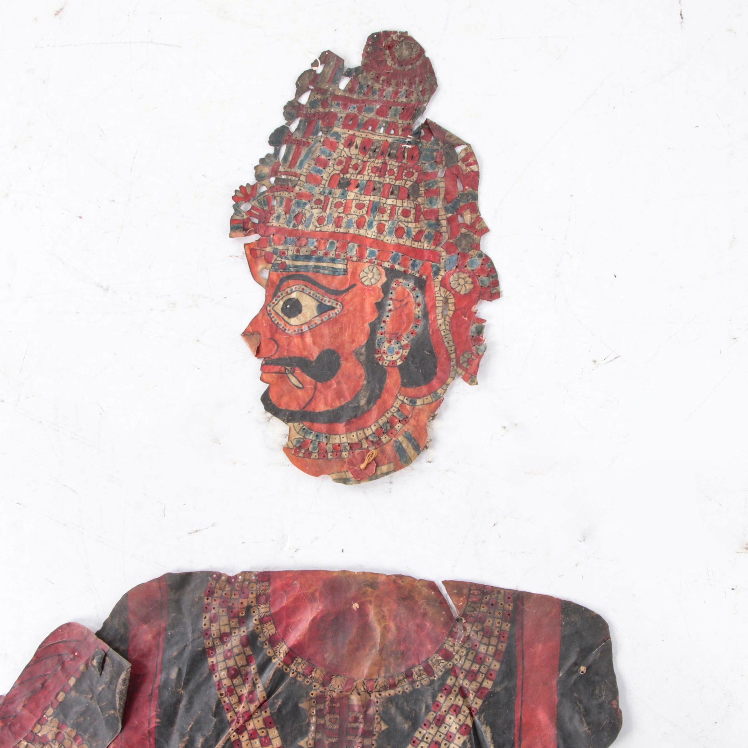 Life-Size Indonesian Wayang Kulit Shadow Puppet of Male Figure