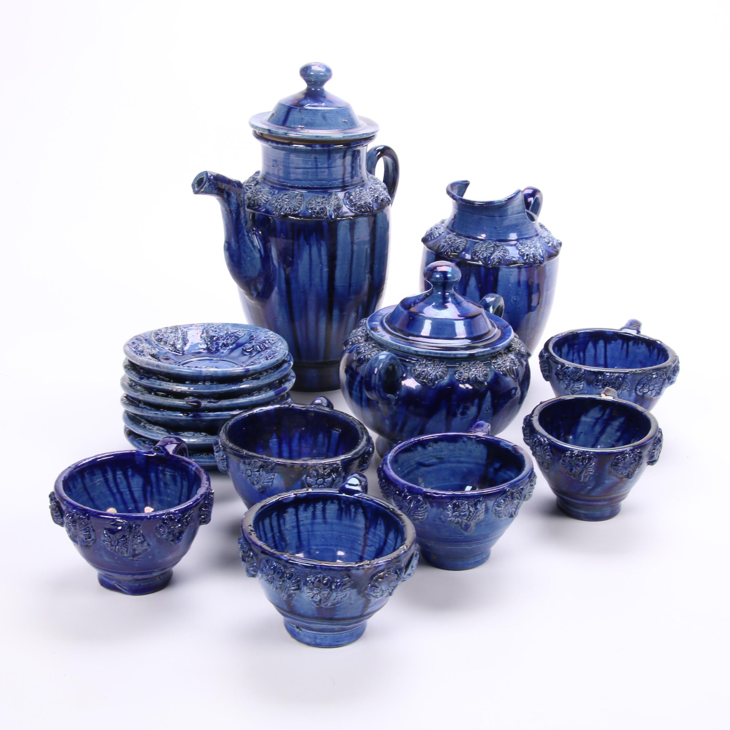 Blue Drip Glaze Ceramic Tea and Coffee Service