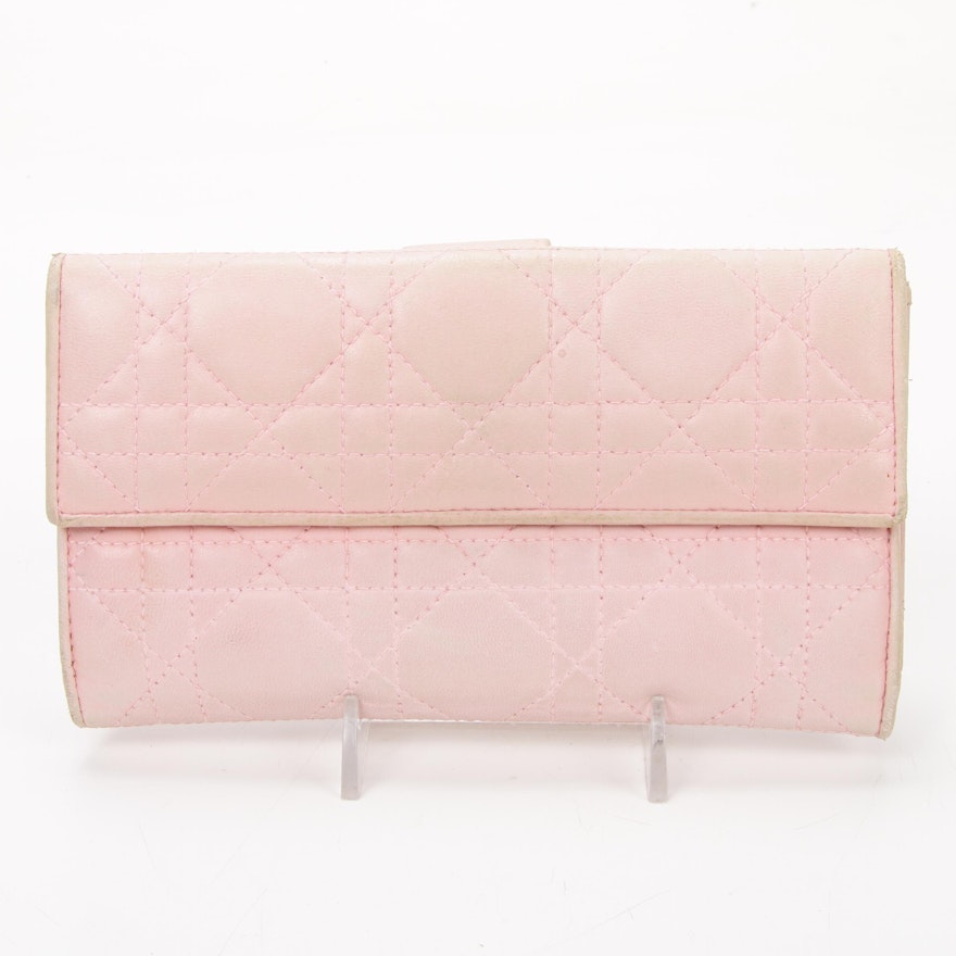 Christian Dior Lady Dior Pink Cannage Lambskin Wallet