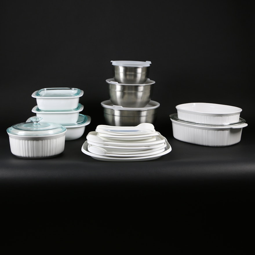 CorningWare White Bakeware and Cuisinart Stainless Bowls