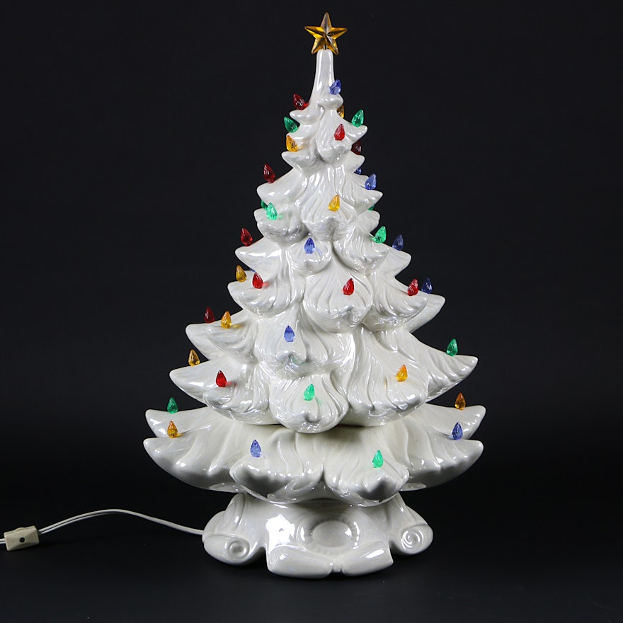White Ceramic Light-Up Christmas Tree
