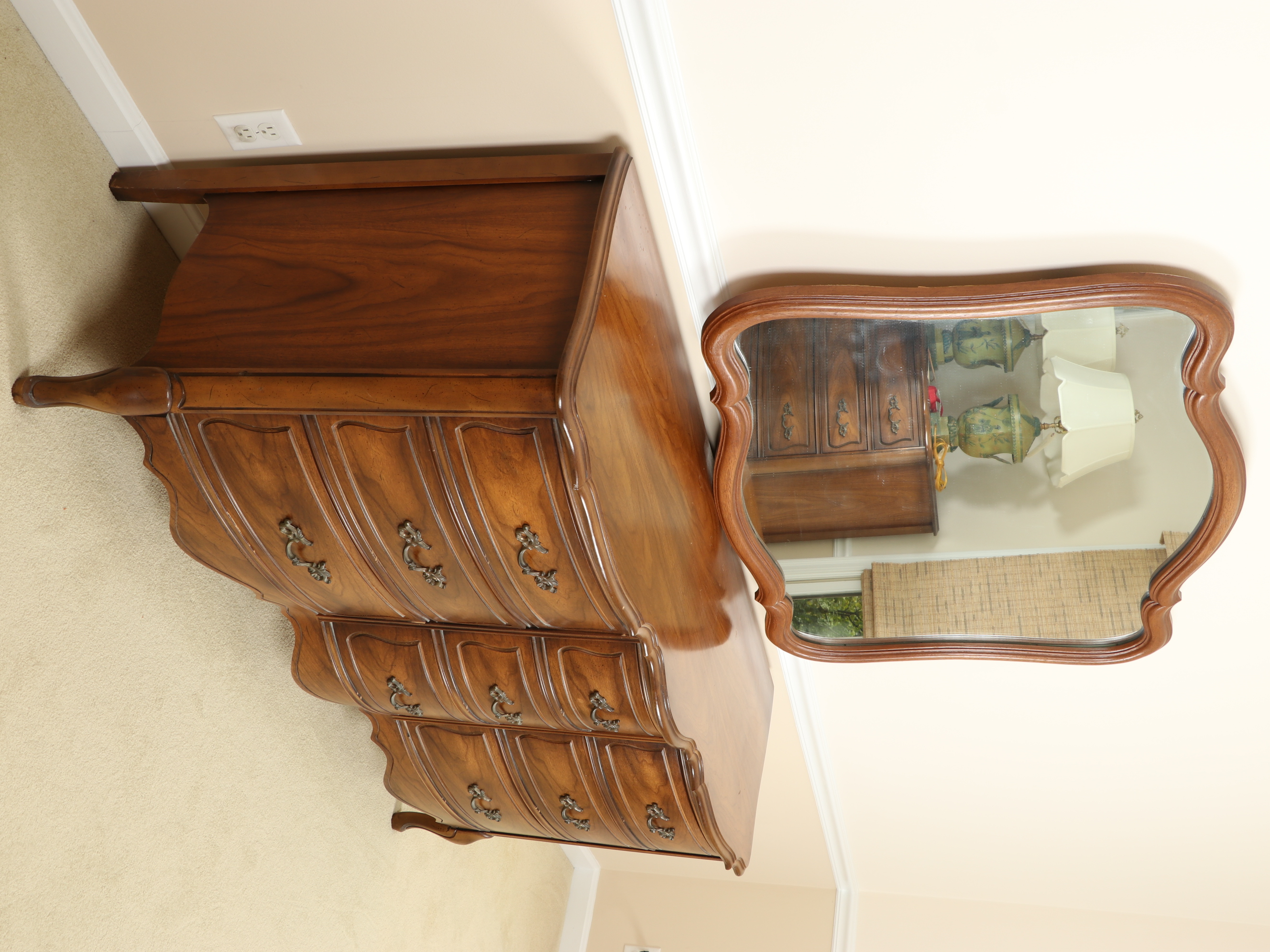 Broyhill French Provincial Louis XV Style Dresser with Mirror, Late 20th Century