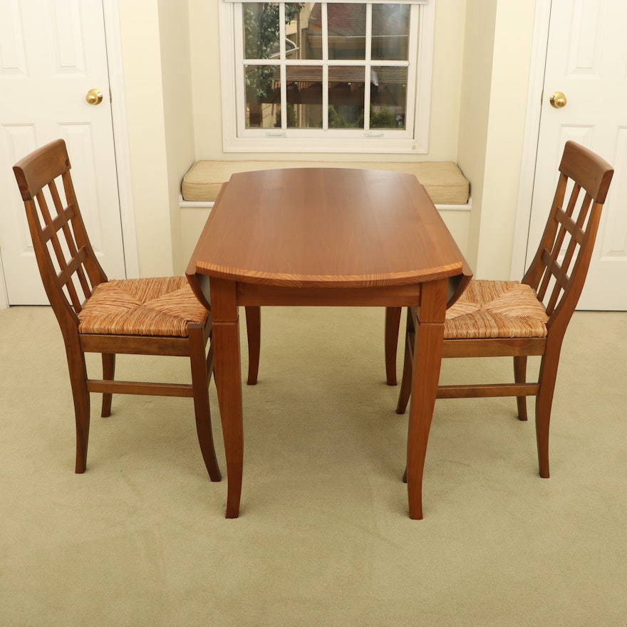 Pier 1 Oak Drop Leaf Table with Rush Seat Side Chairs