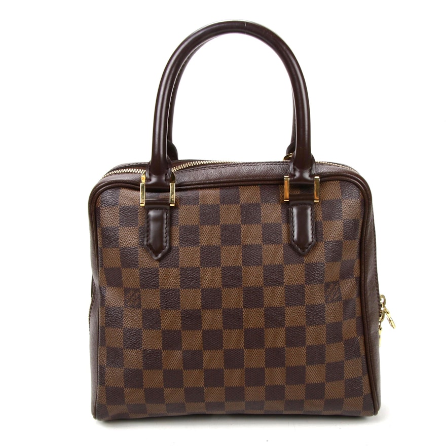 Louis Vuitton Triana Bag in Damier Ebene Canvas and Taiga Leather