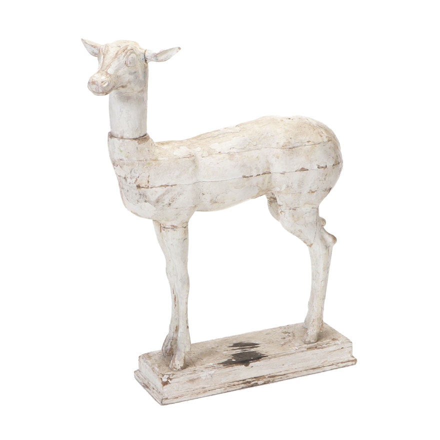 Life-Size Wooden Fawn