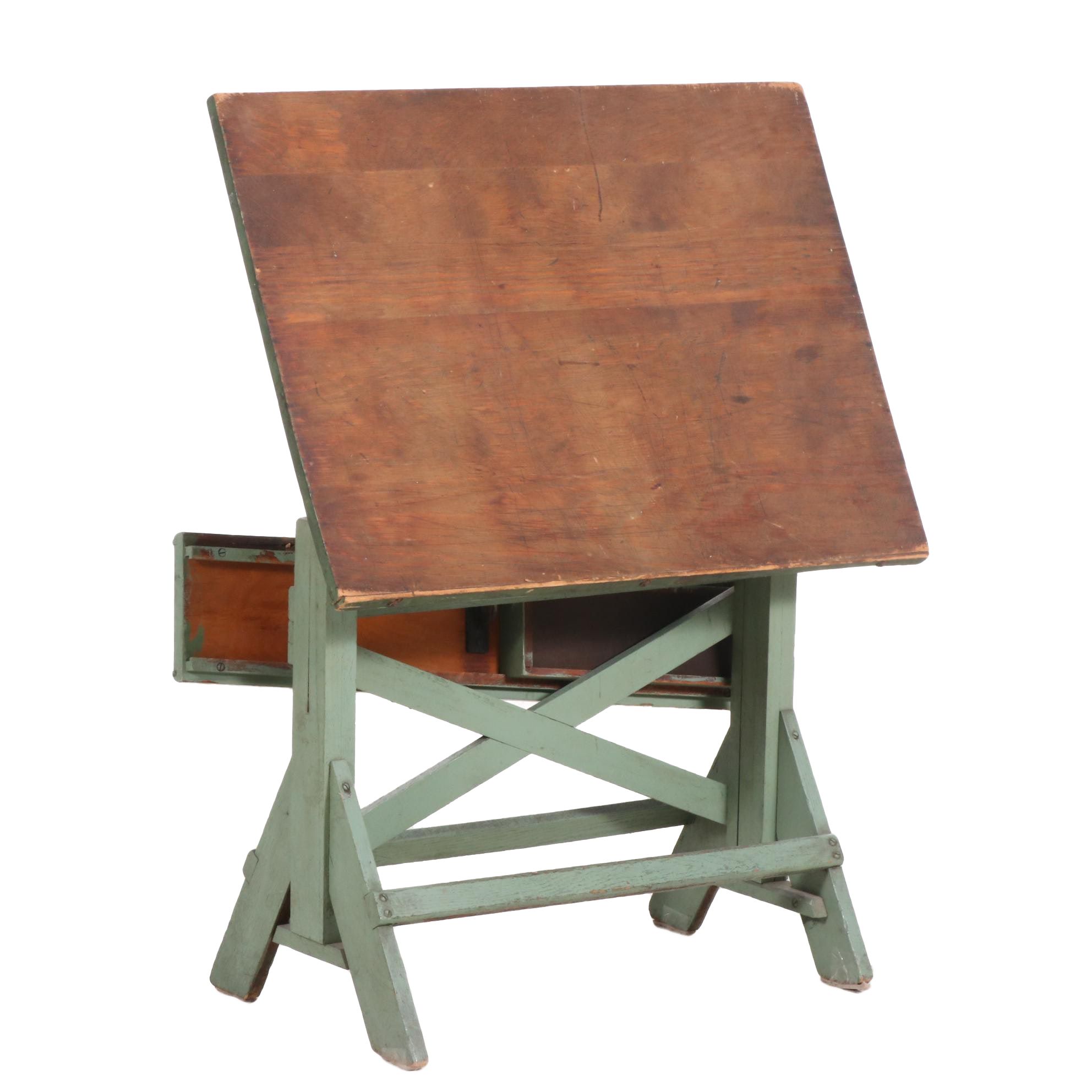 Painted Wood Student Drafting Desk, Early to Mid 20th Century