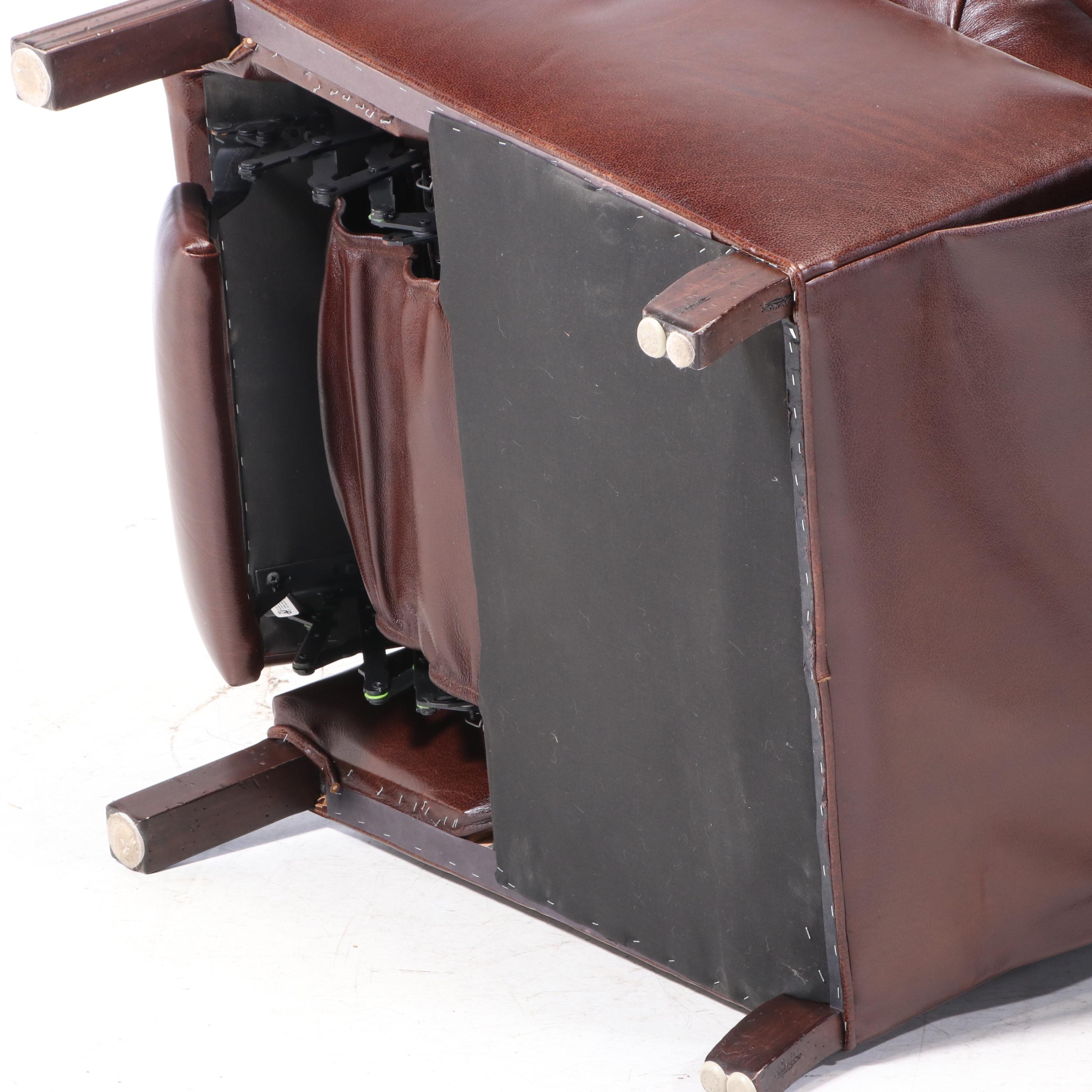 Hancock & Moore Chippendale Style Leather and Brass-Tacked Wingback Recliner