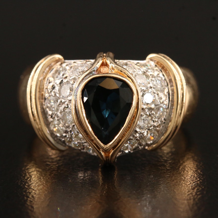 14K Sapphire and Diamond Ring