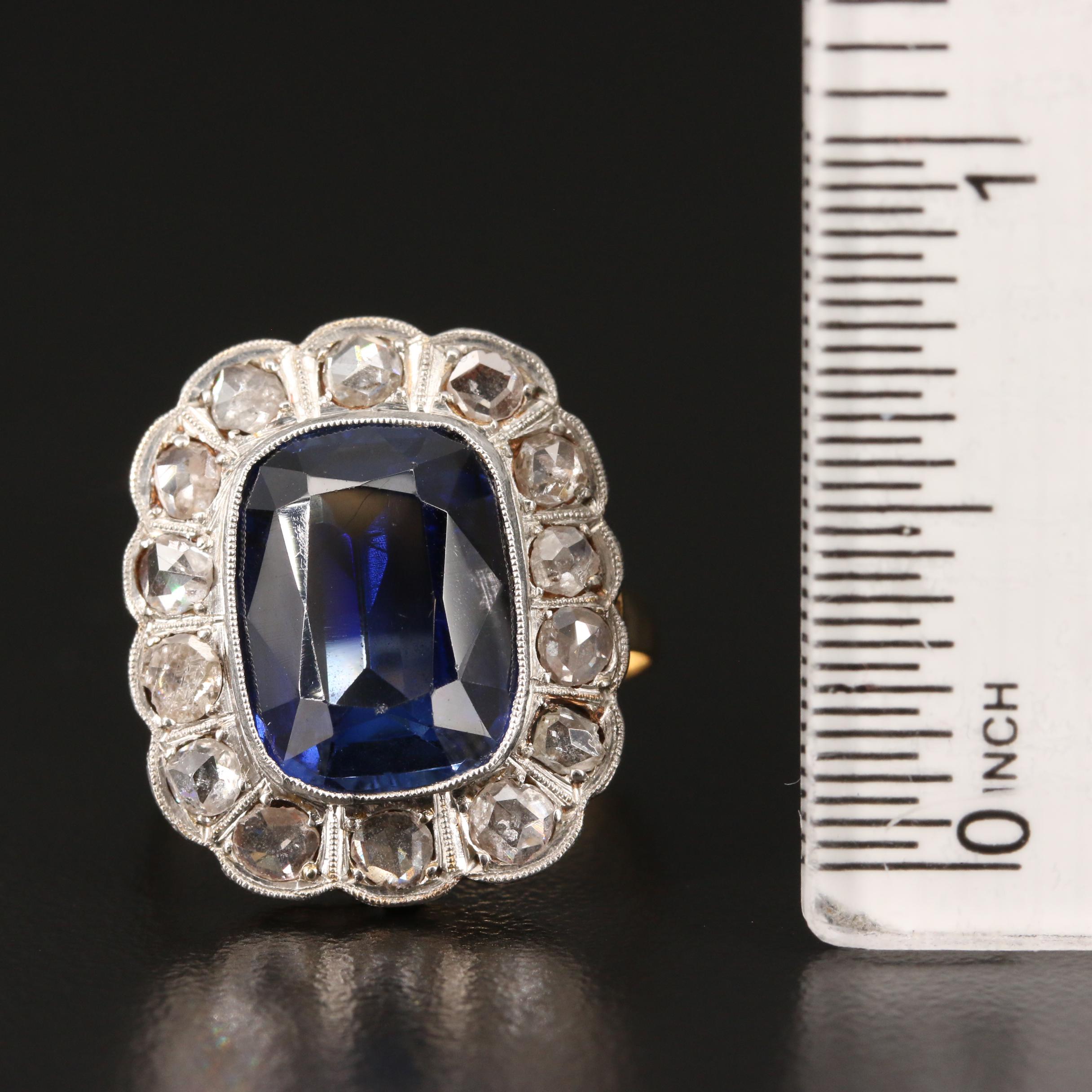 Vintage 14K Sapphire and Diamond Platinum Ring with GIA Report