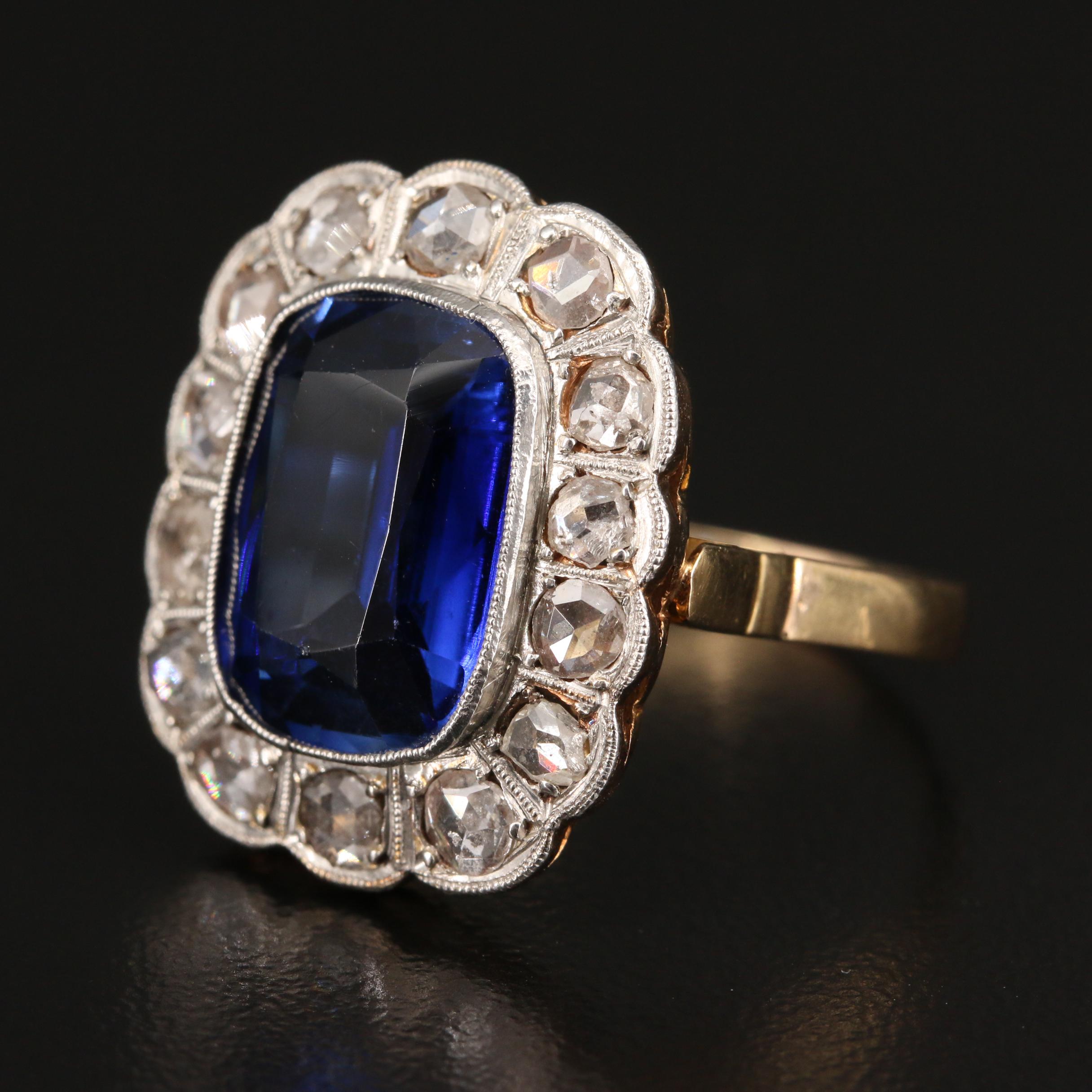 Vintage 14K Sapphire and Diamond Platinum Ring with GIA Report