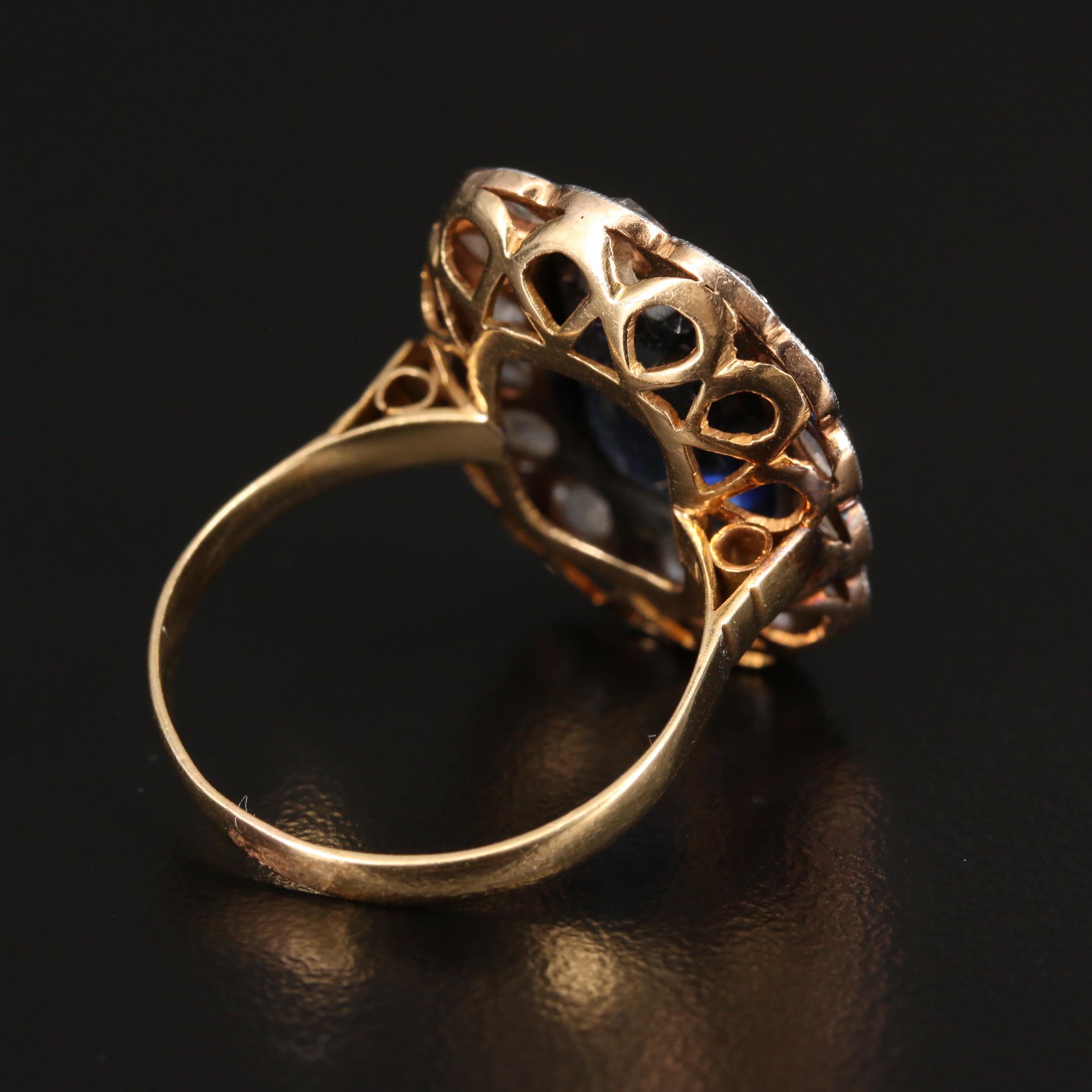 Vintage 14K Sapphire and Diamond Platinum Ring with GIA Report