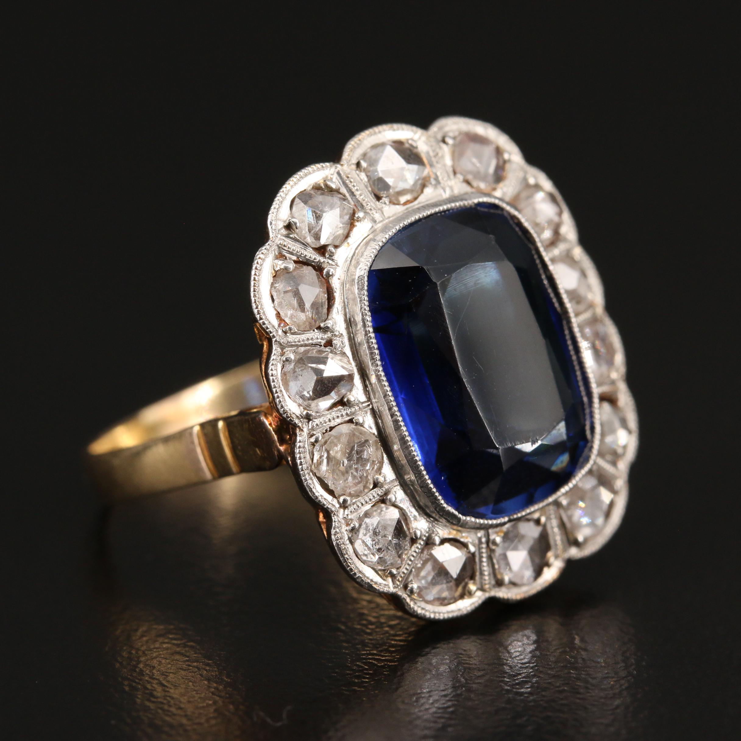 Vintage 14K Sapphire and Diamond Platinum Ring with GIA Report