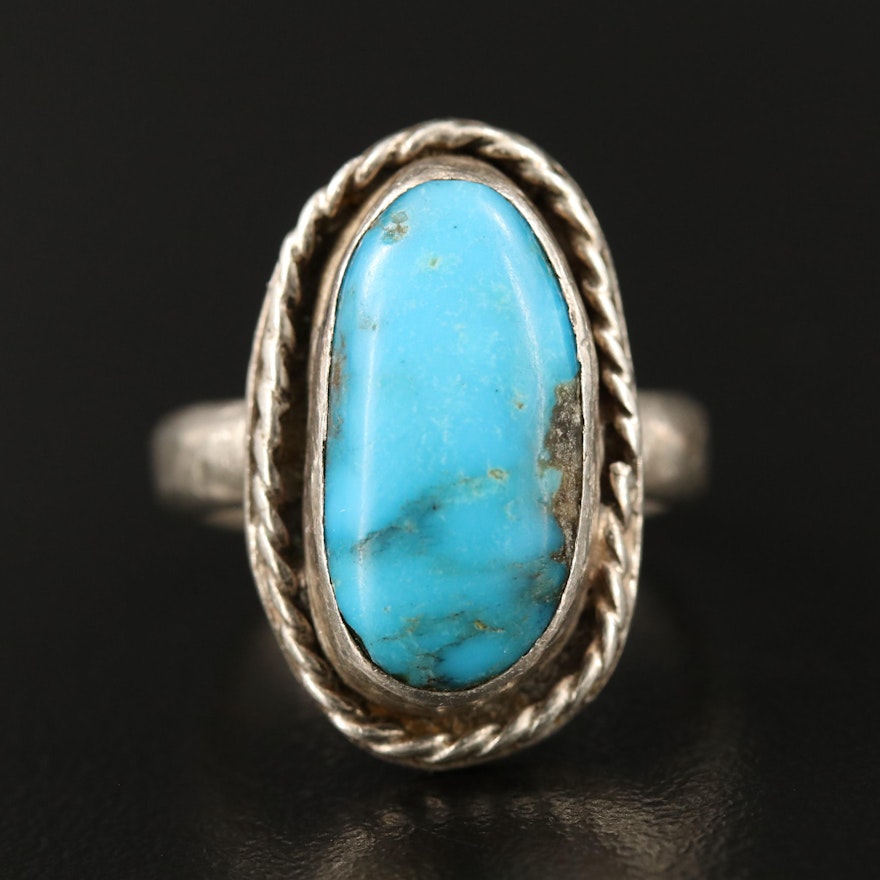 Western Sterling Turquoise Ring