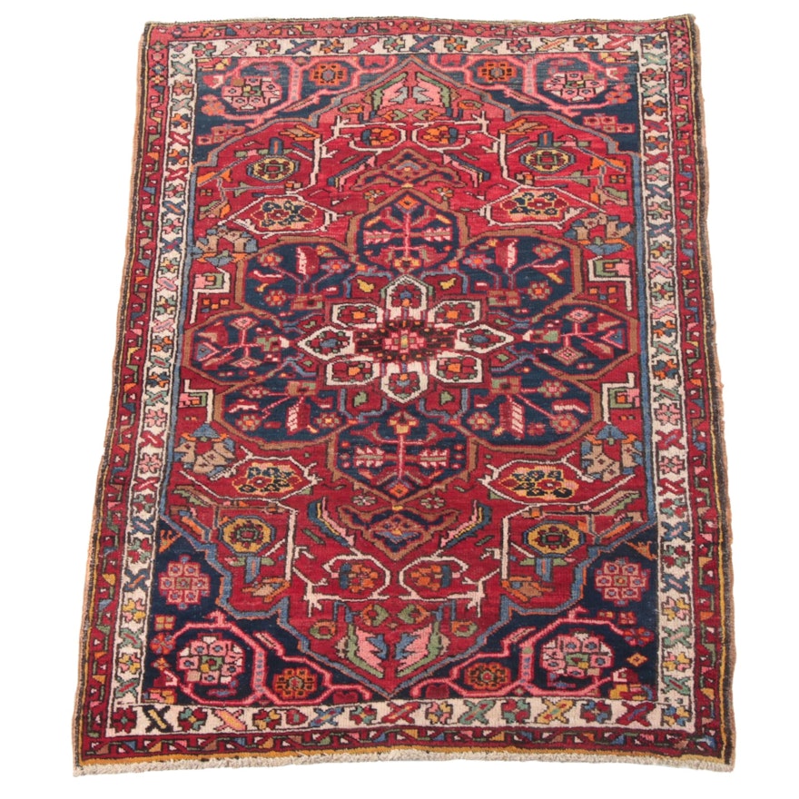 3'9 x 5'4 Hand-Knotted Persian Heriz Wool Rug