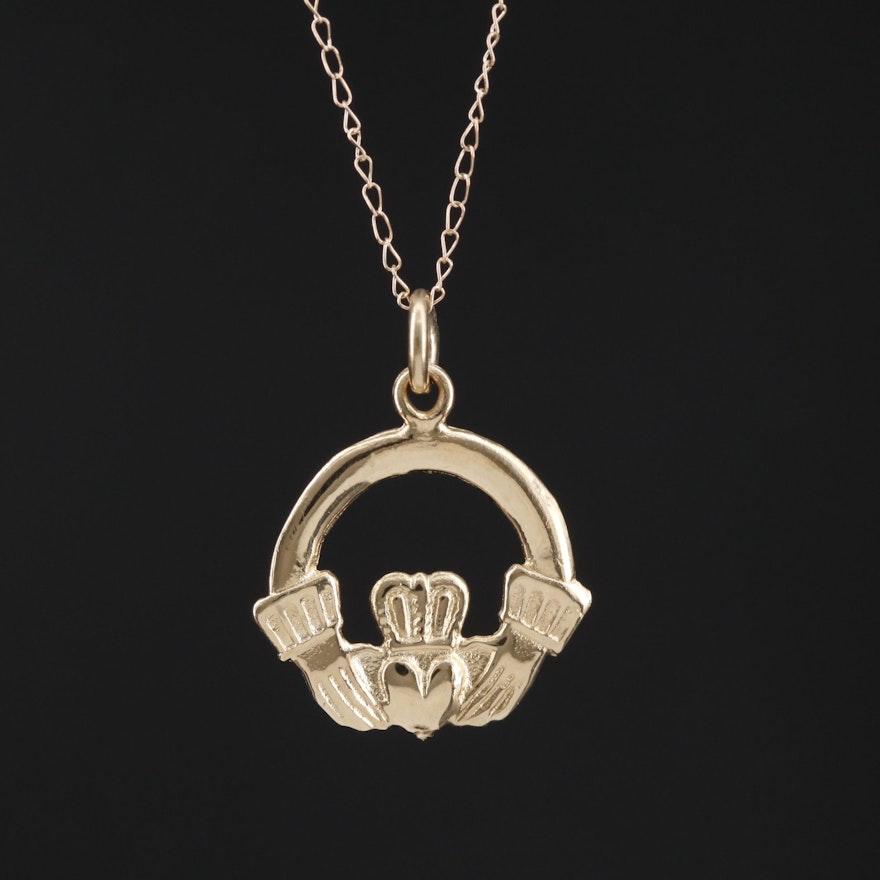 14K Claddagh Pendant Necklace