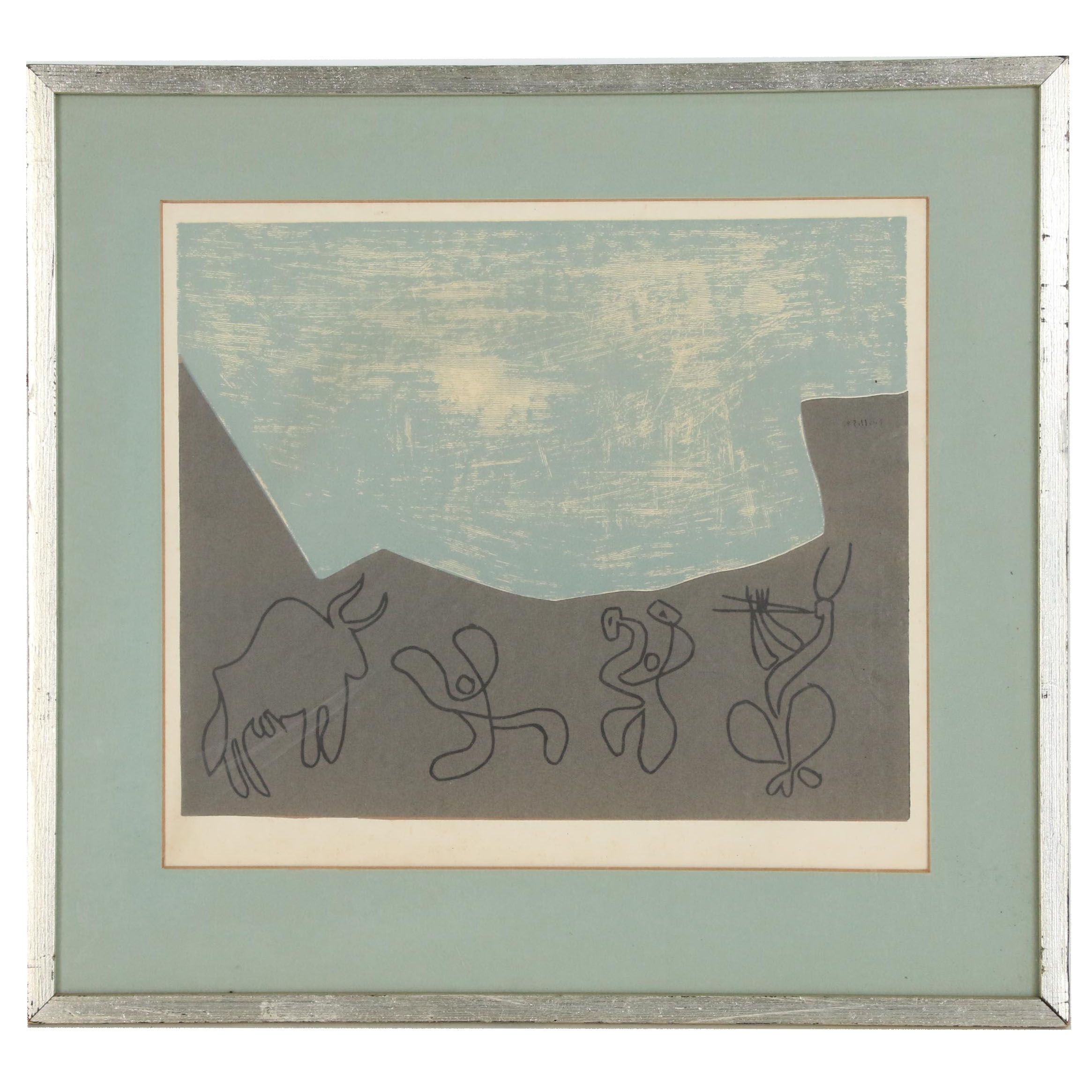 Pablo Picasso Linoleum Cut "Bacchanale with Bull"