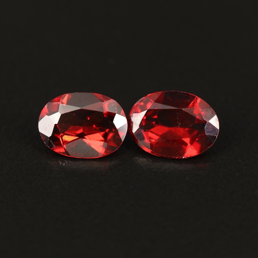 Matched Pair of Loose 2.47 CTW Oval Faceted Garnets