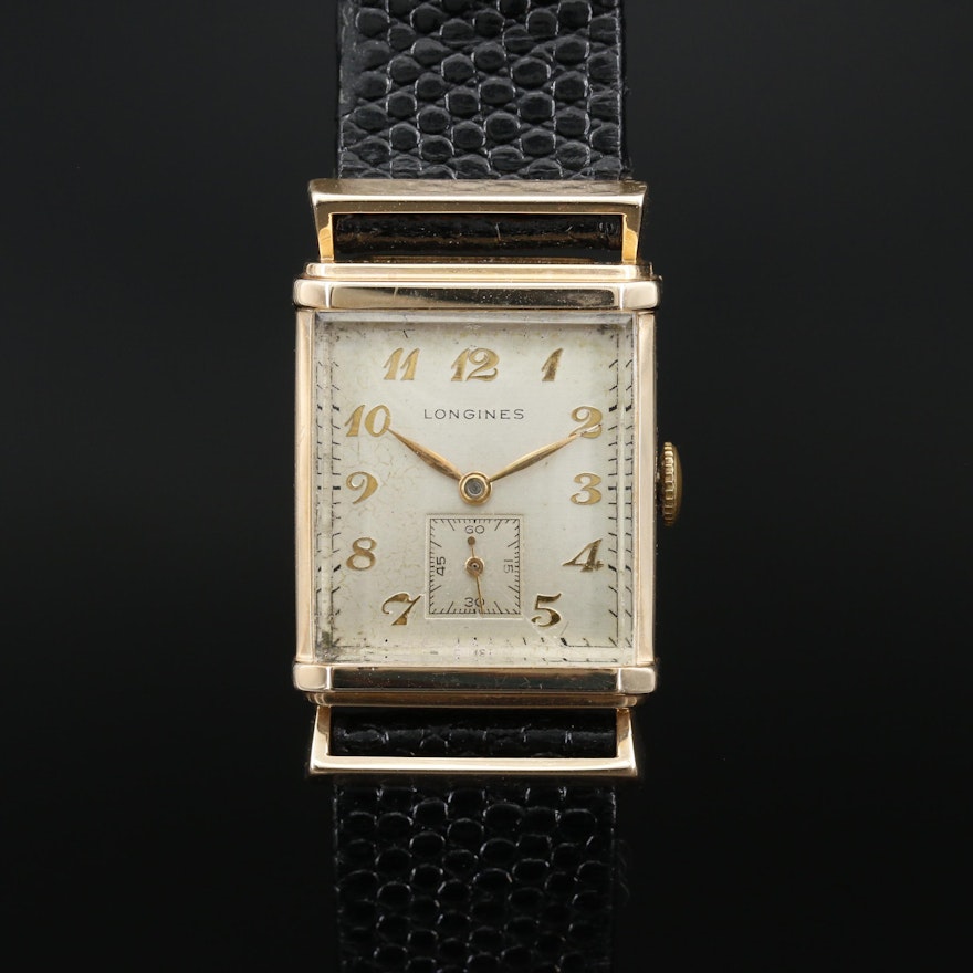1947 Longines 14K Yellow Gold Stem Wind Wristwatch