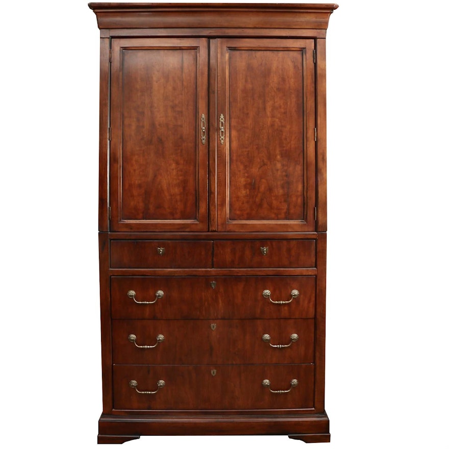 Henredon George III Style Mahogany-Stained Wood Entertainment Cabinet