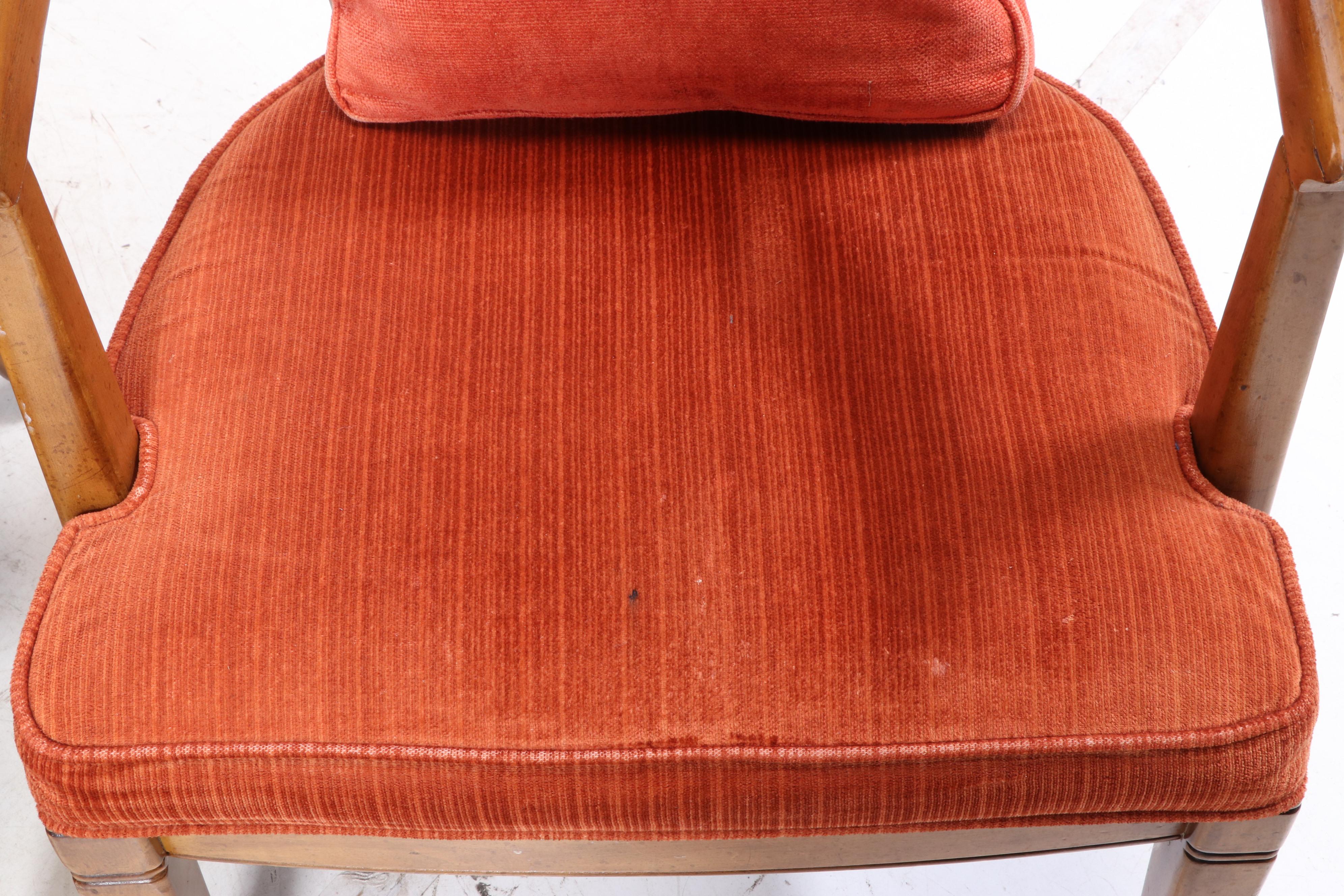 Four Chaircraft Inc. Caned and Upholstered Tub Chairs, Mid to Late 20th Century