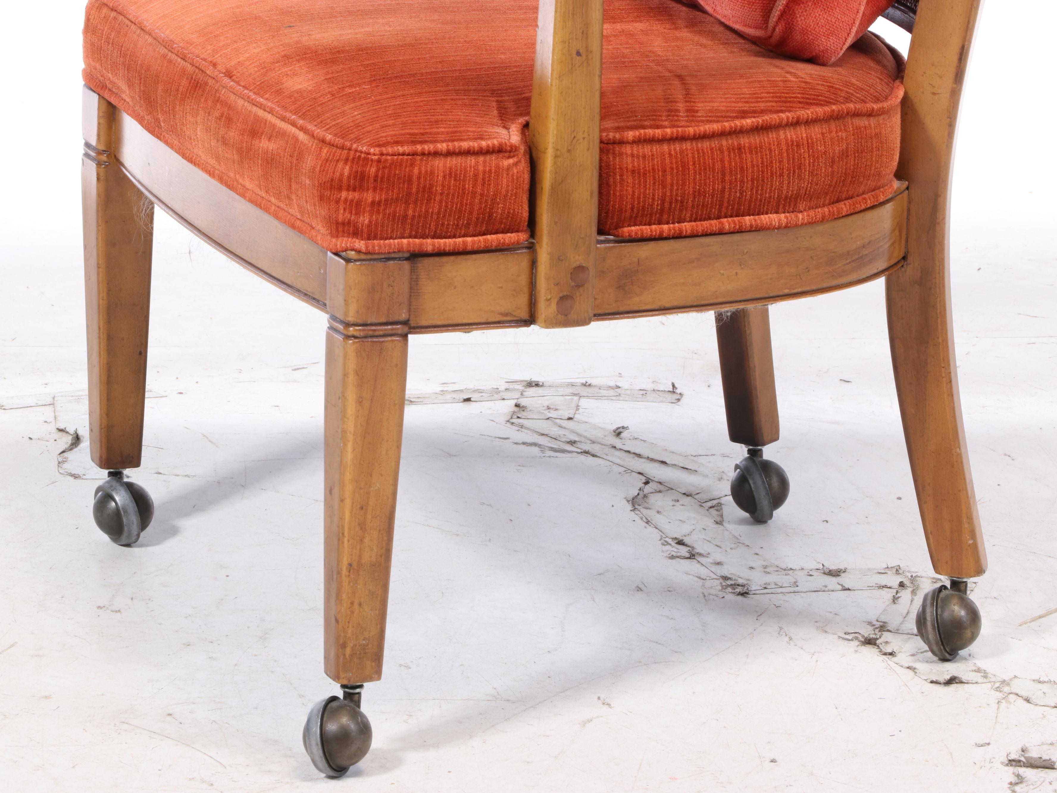 Four Chaircraft Inc. Caned and Upholstered Tub Chairs, Mid to Late 20th Century
