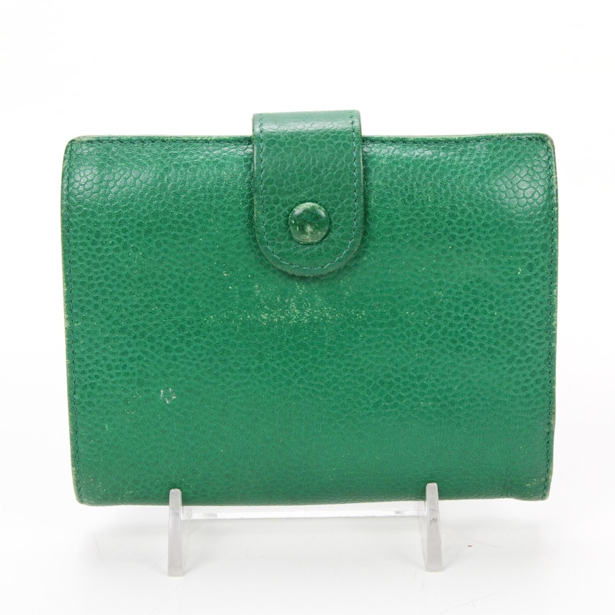 Chanel CC Bifold Wallet in Green Caviar Leather
