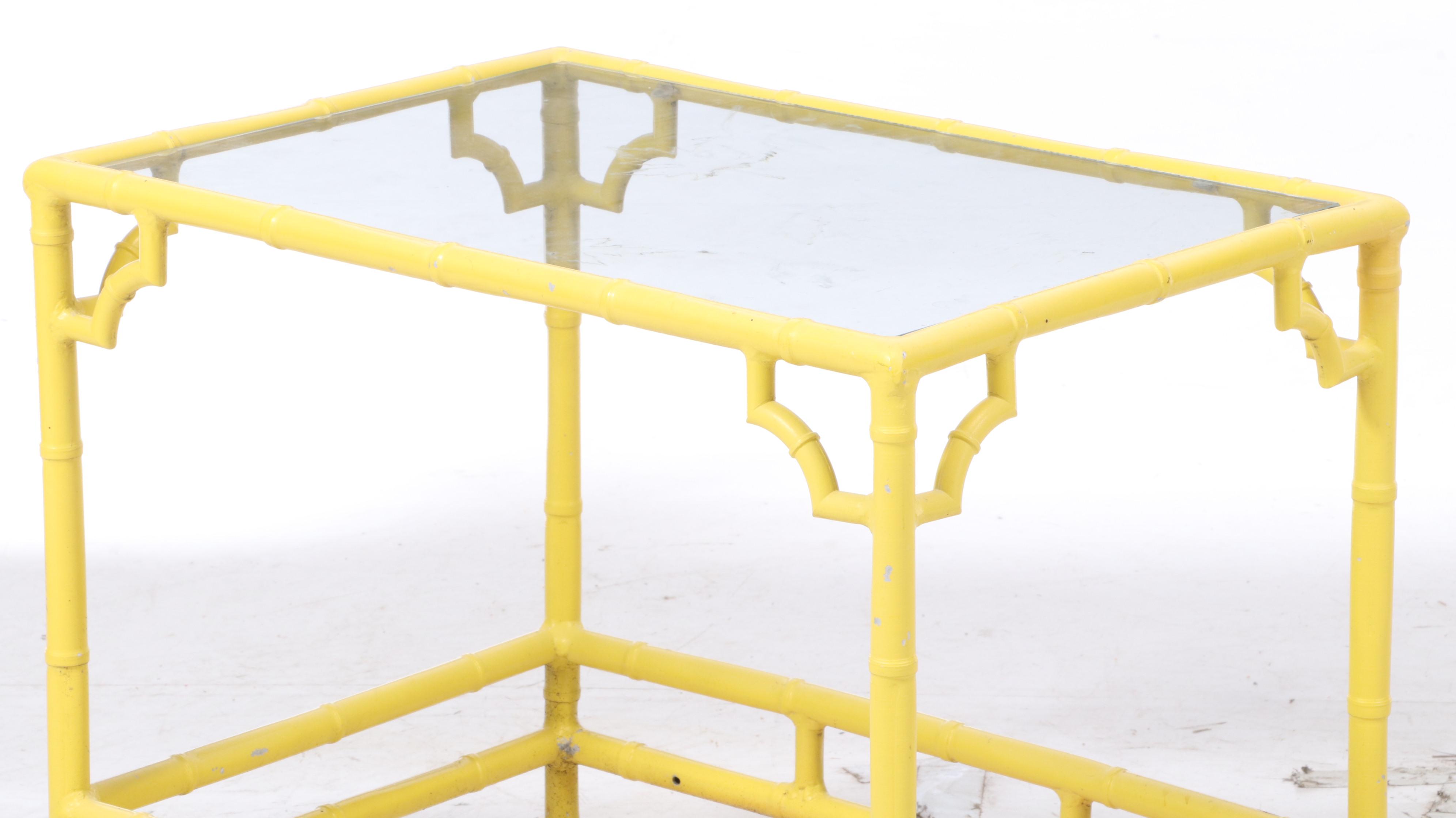 Meadowcraft Cast Aluminum Faux-Bamboo Patio Sofa and Side Table