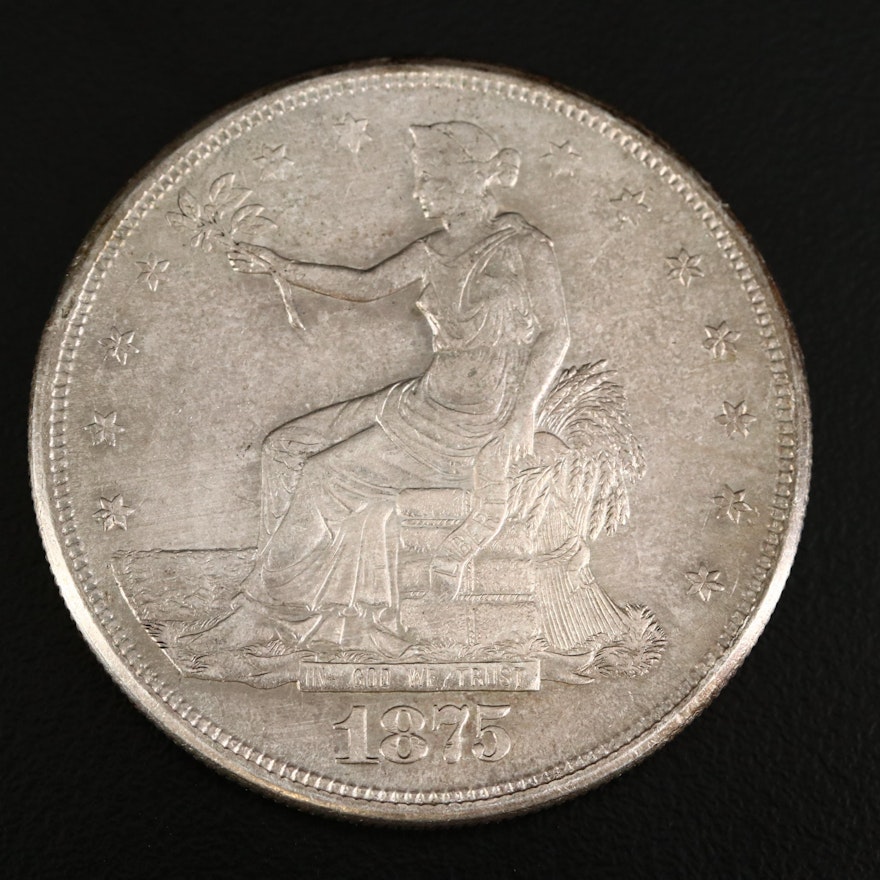 Low Mintage 1875 Trade Silver Dollar