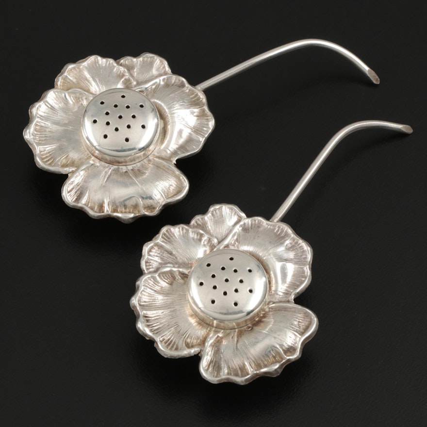 Apollo Sterling Silver Flower Form Shakers, Late 19th Century