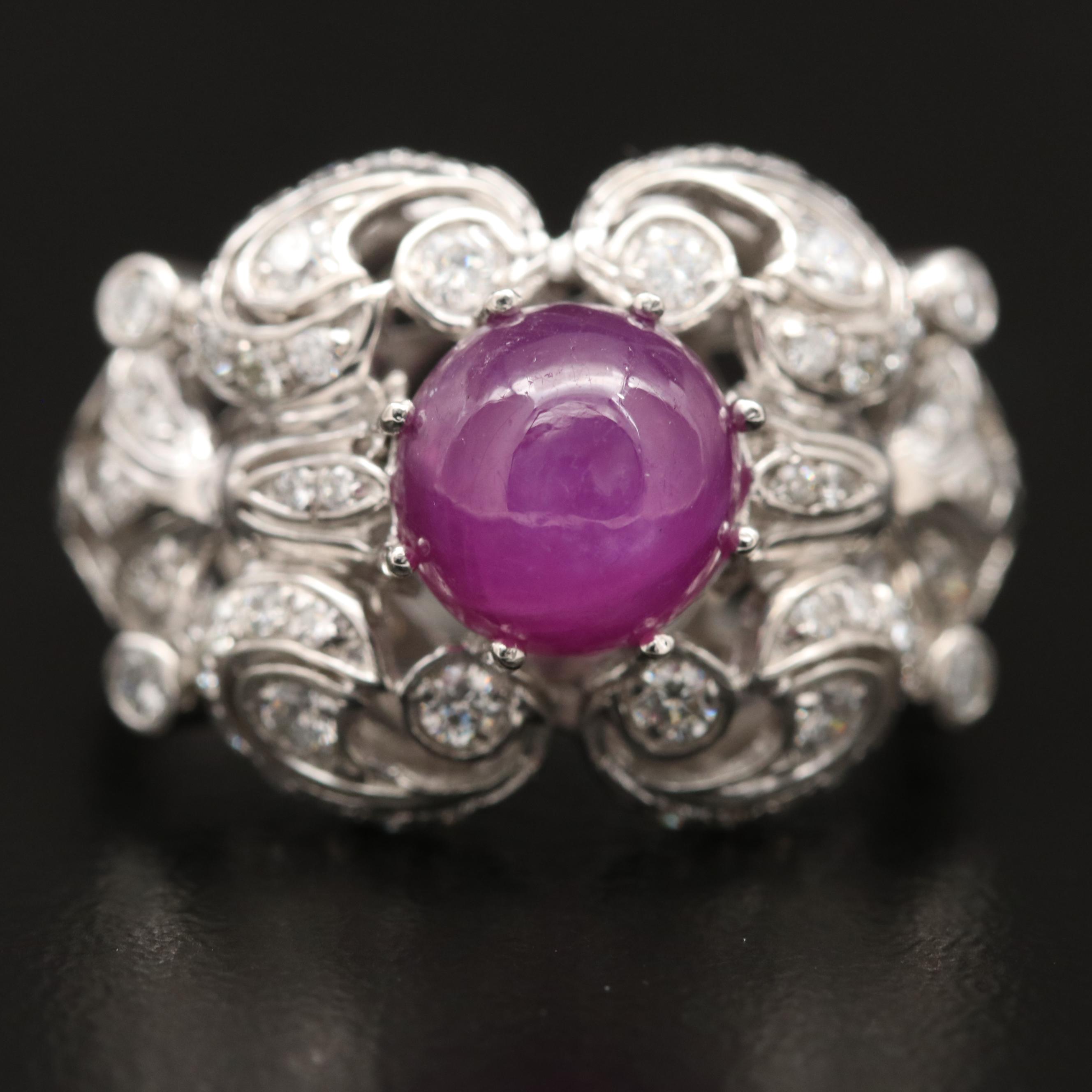 Platinum 3.55 CT Ruby and Diamond Ring