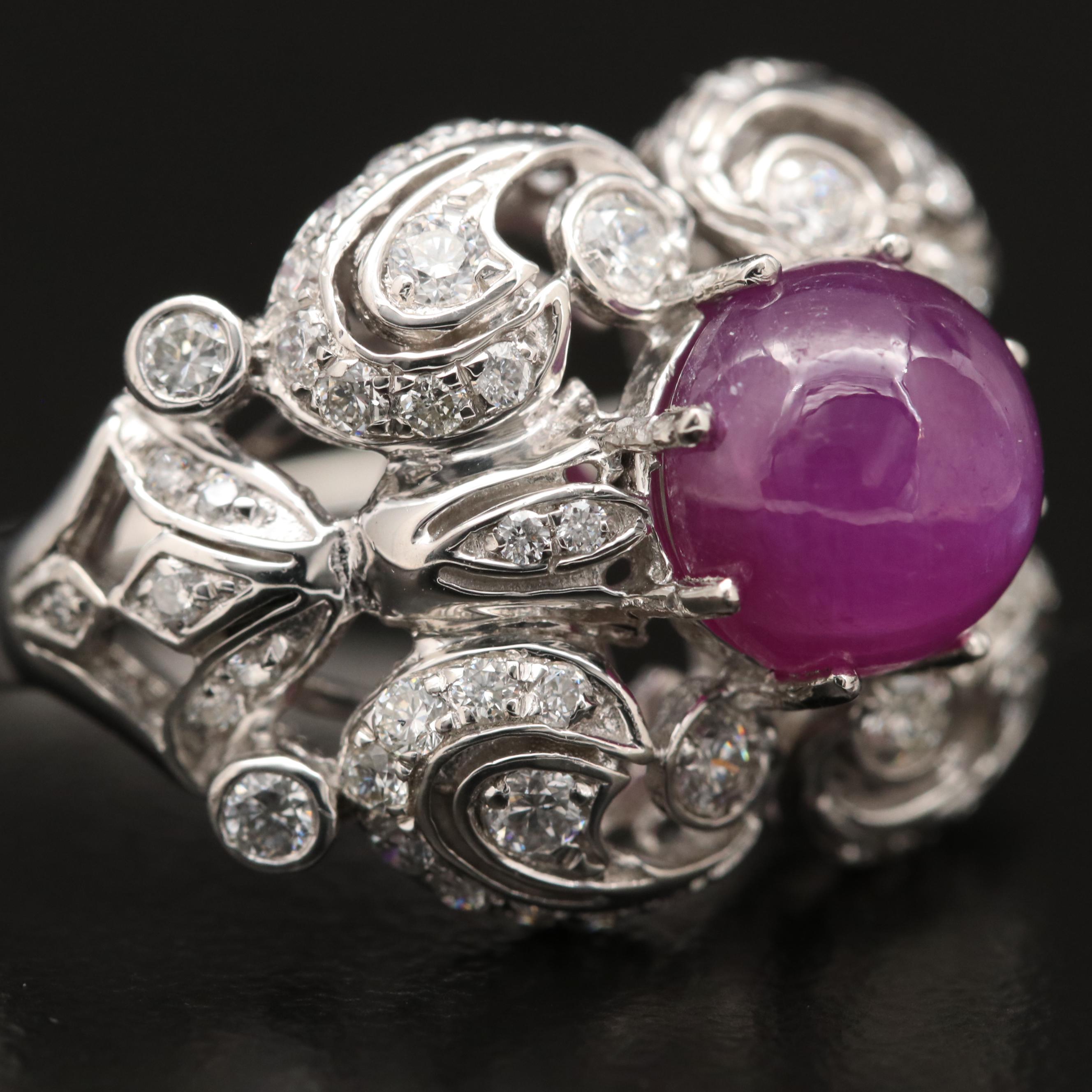 Platinum 3.55 CT Ruby and Diamond Ring