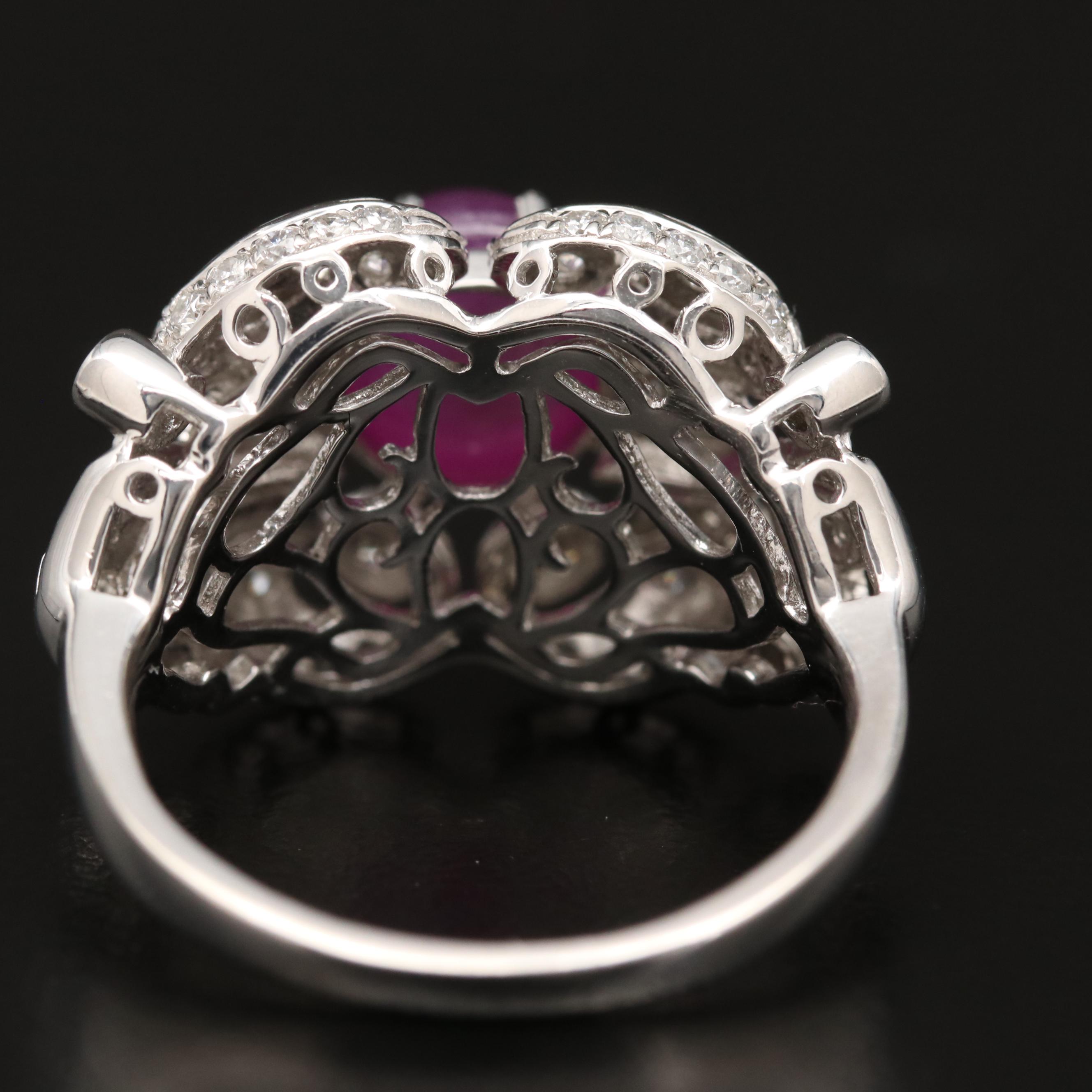 Platinum 3.55 CT Ruby and Diamond Ring