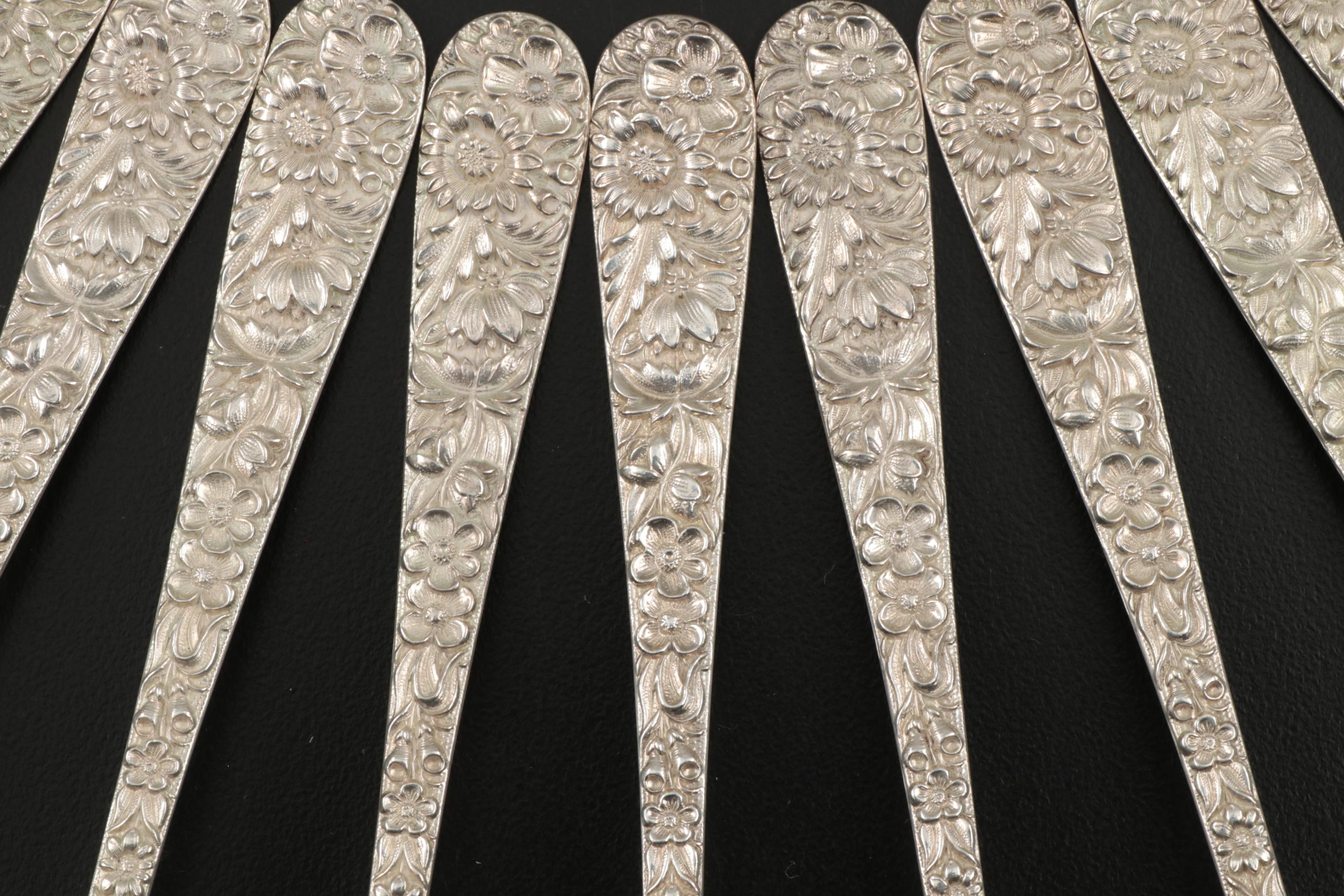 S. Kirk & Son "Repoussé" Sterling Silver Ice Cream Forks, 1924–1932