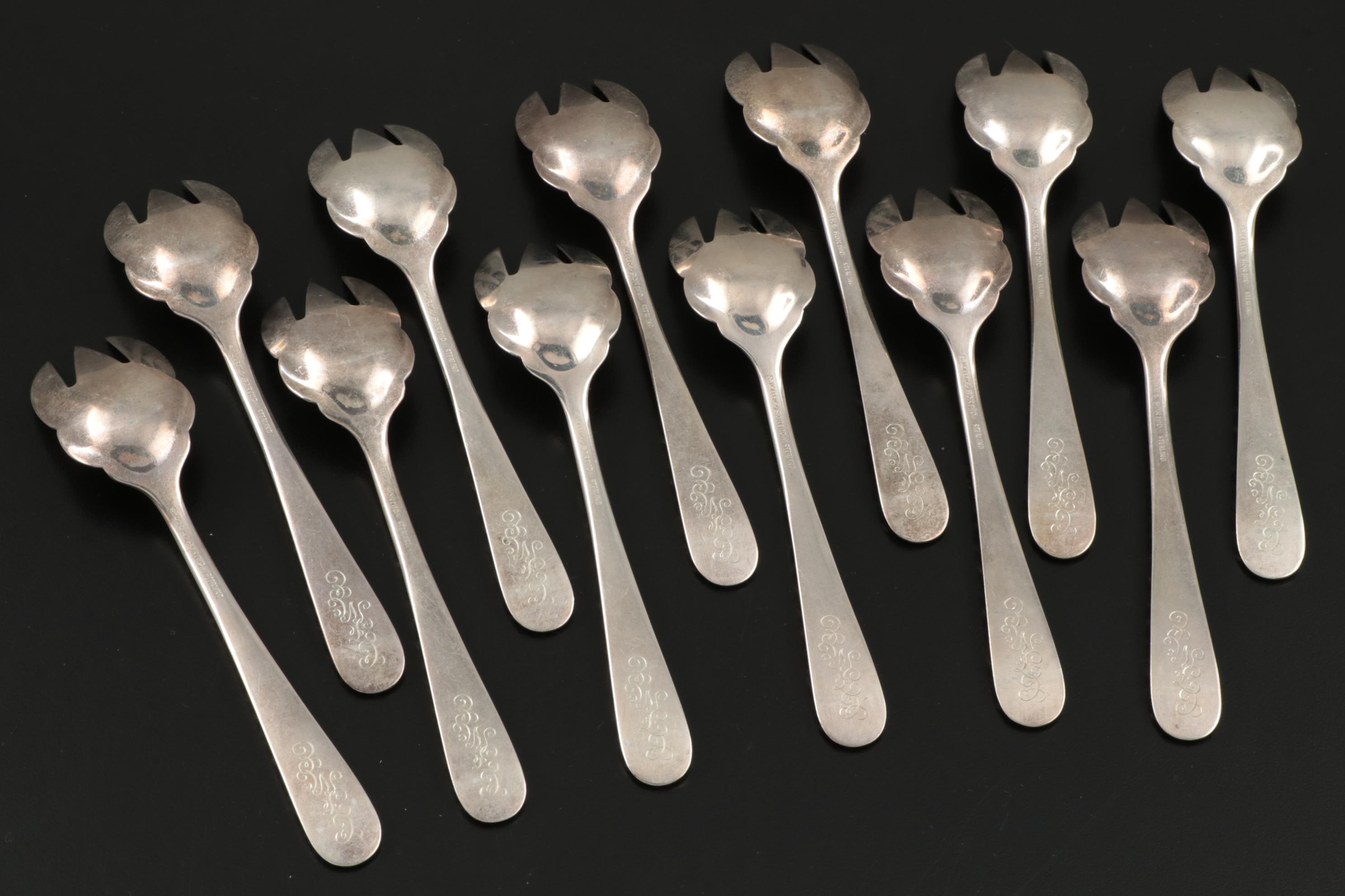 S. Kirk & Son "Repoussé" Sterling Silver Ice Cream Forks, 1924–1932