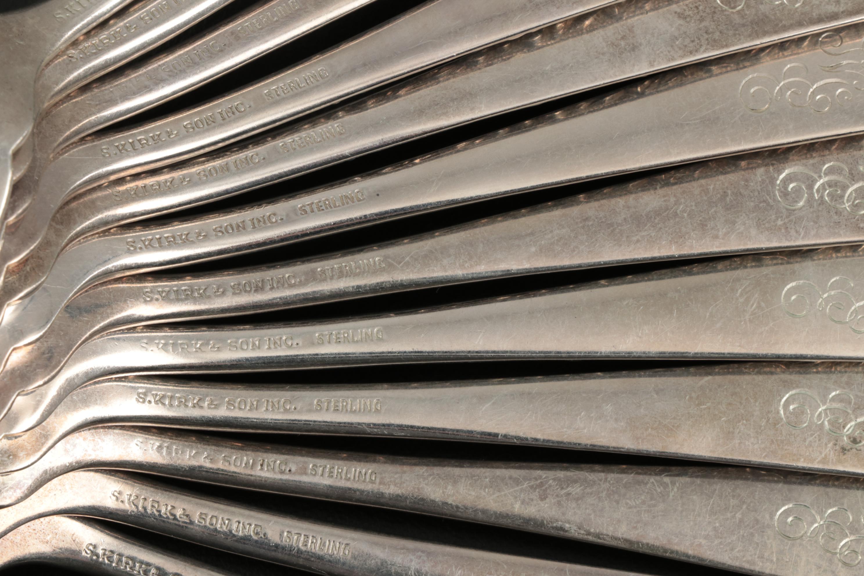 S. Kirk & Son "Repoussé" Sterling Silver Ice Cream Forks, 1924–1932