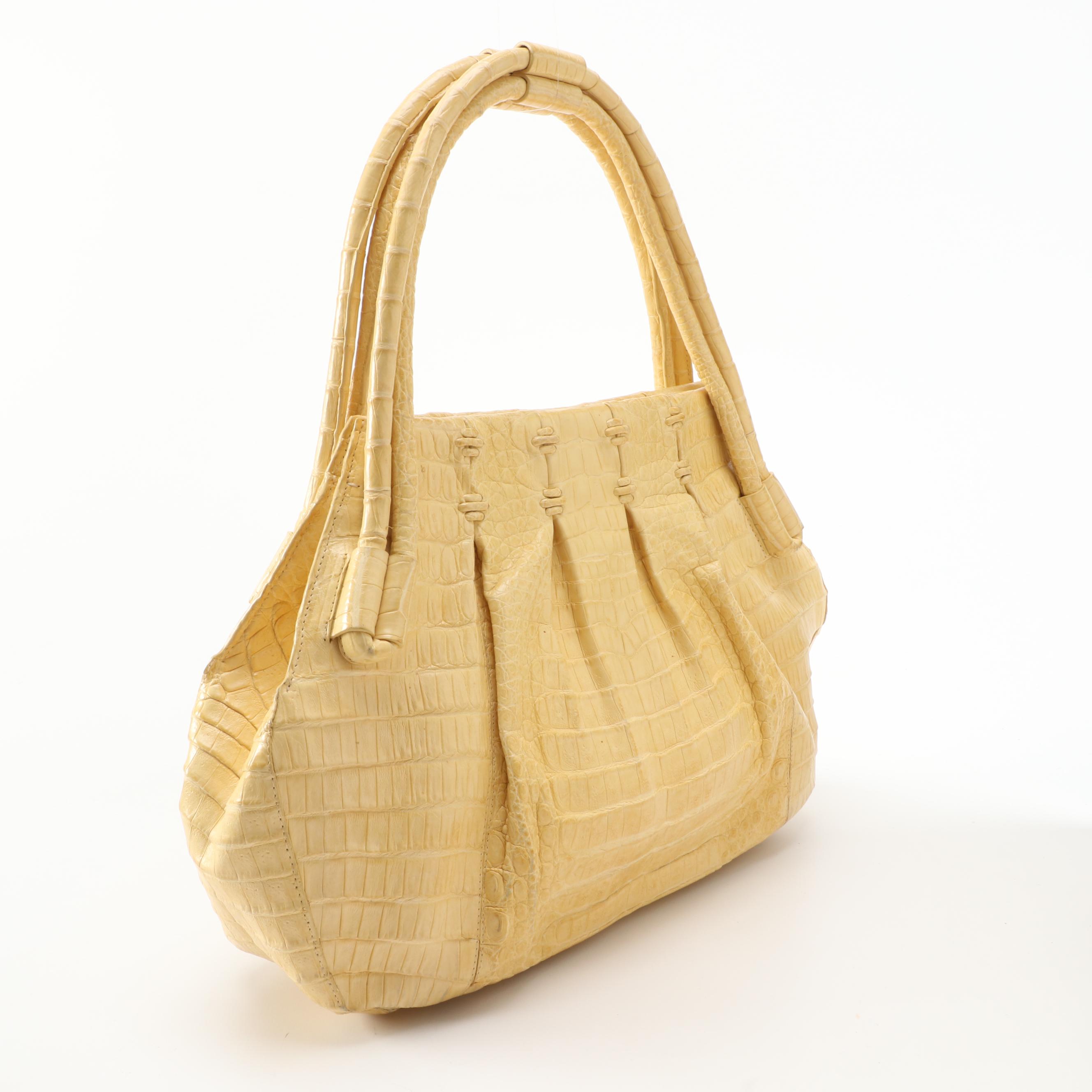 Nancy Gonzalez Yellow Crocodile Skin Leather Satchel