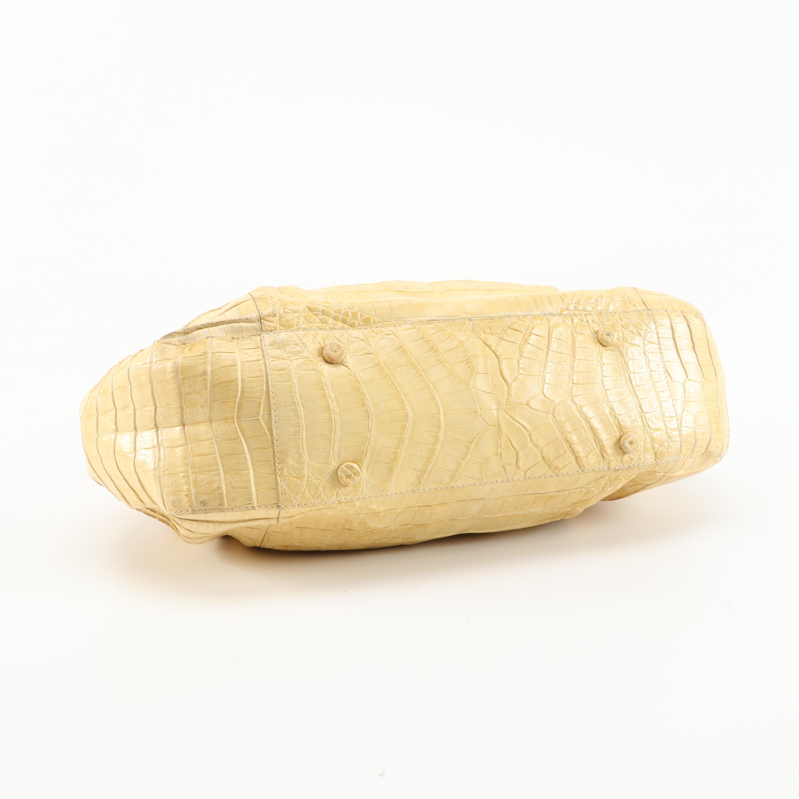 Nancy Gonzalez Yellow Crocodile Skin Leather Satchel