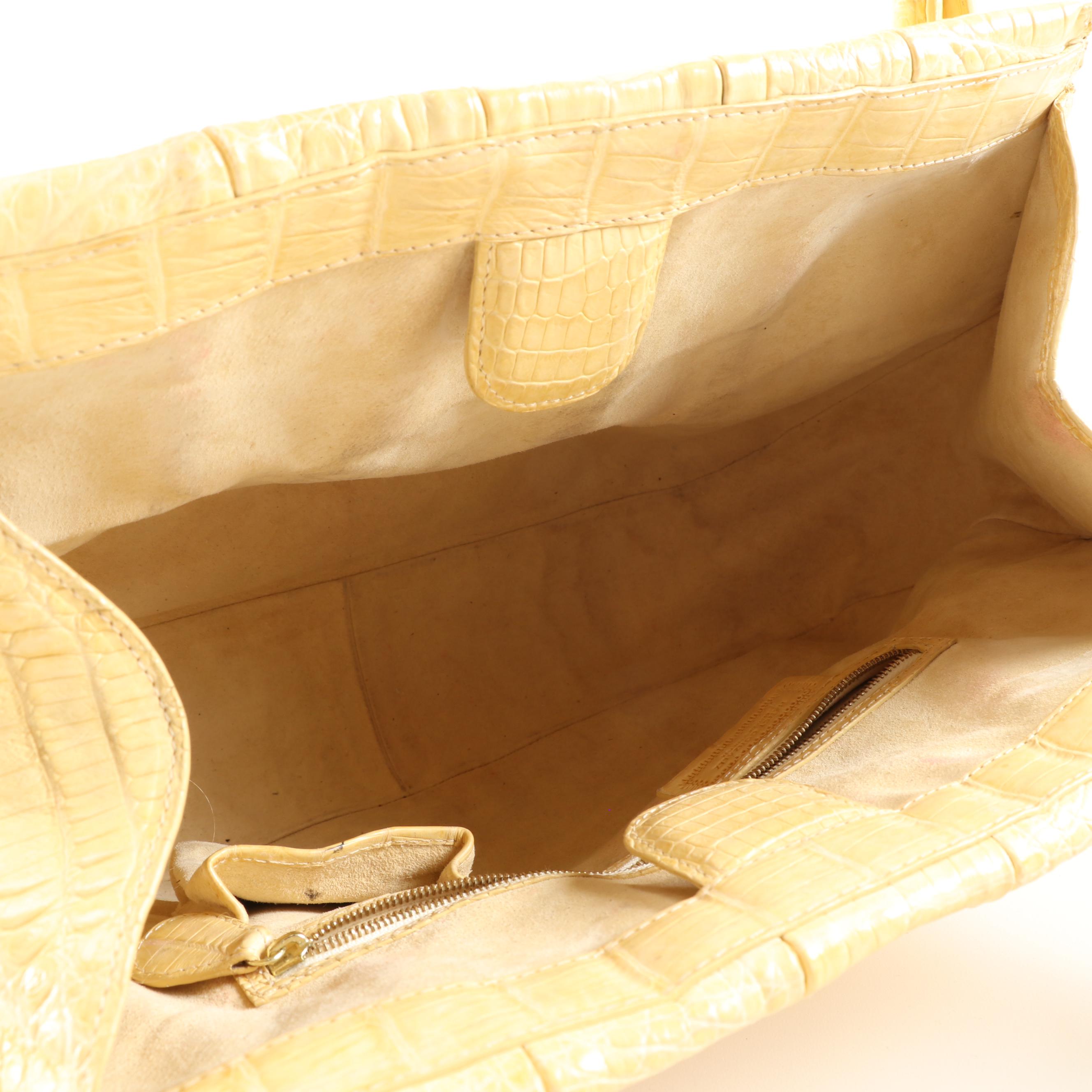 Nancy Gonzalez Yellow Crocodile Skin Leather Satchel