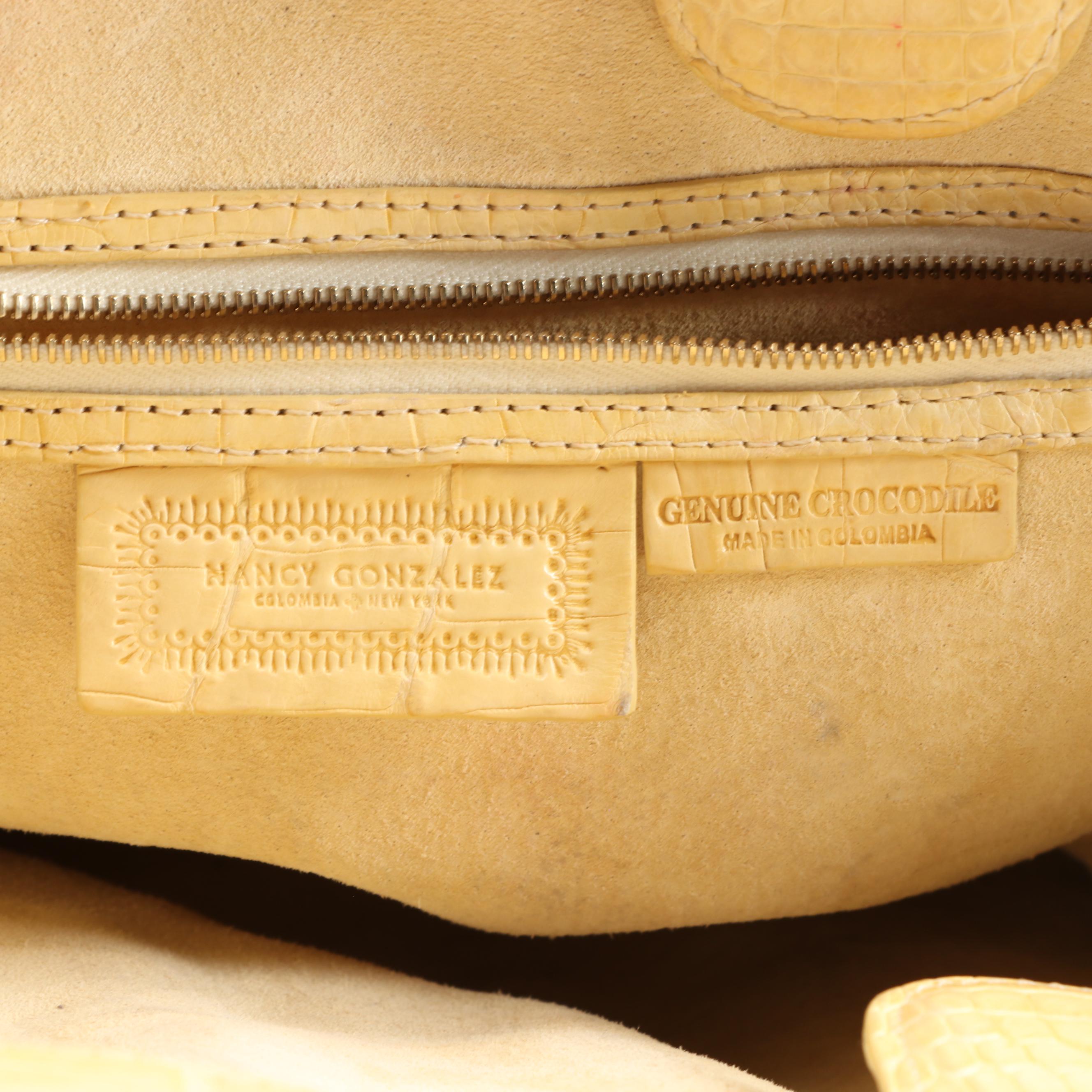 Nancy Gonzalez Yellow Crocodile Skin Leather Satchel